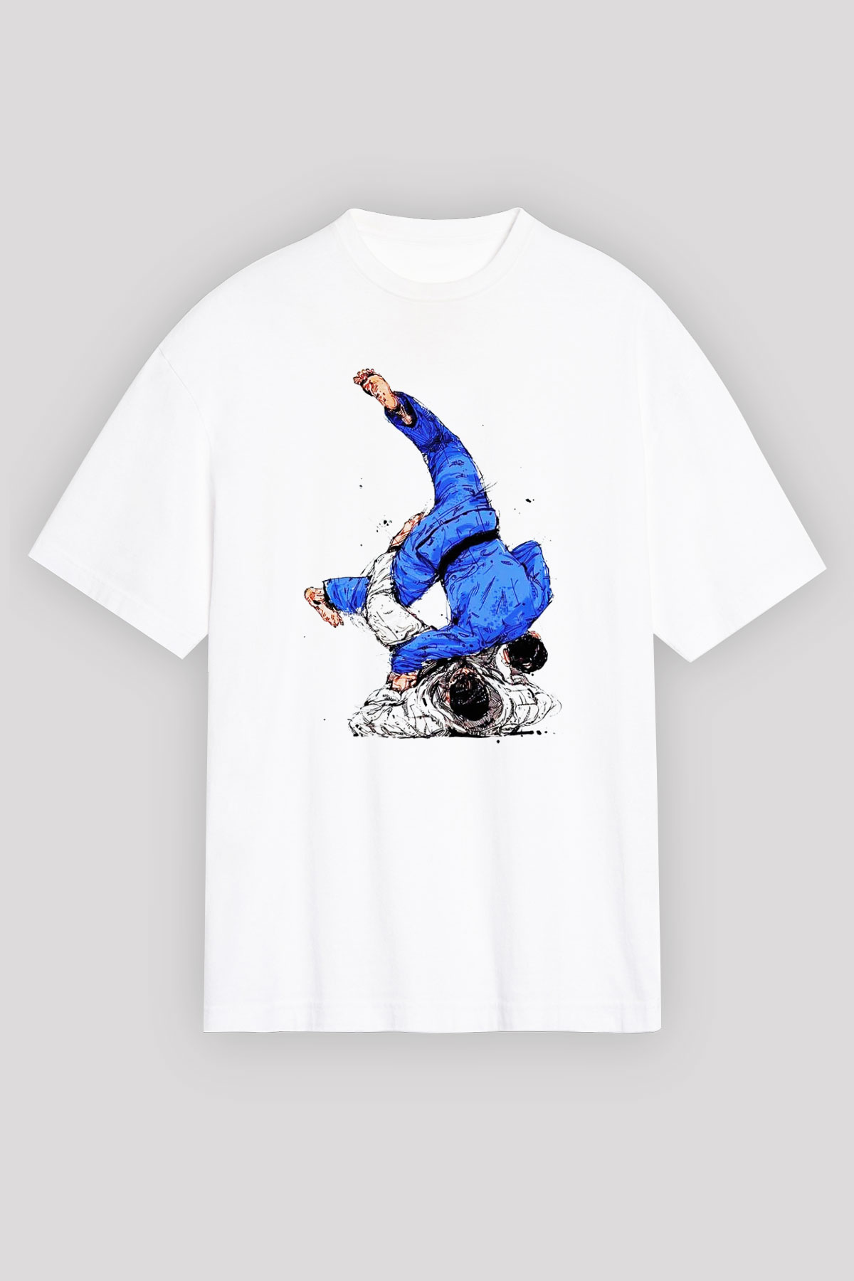 Judo Beyaz Unisex Oversize Tişört T-Shirt