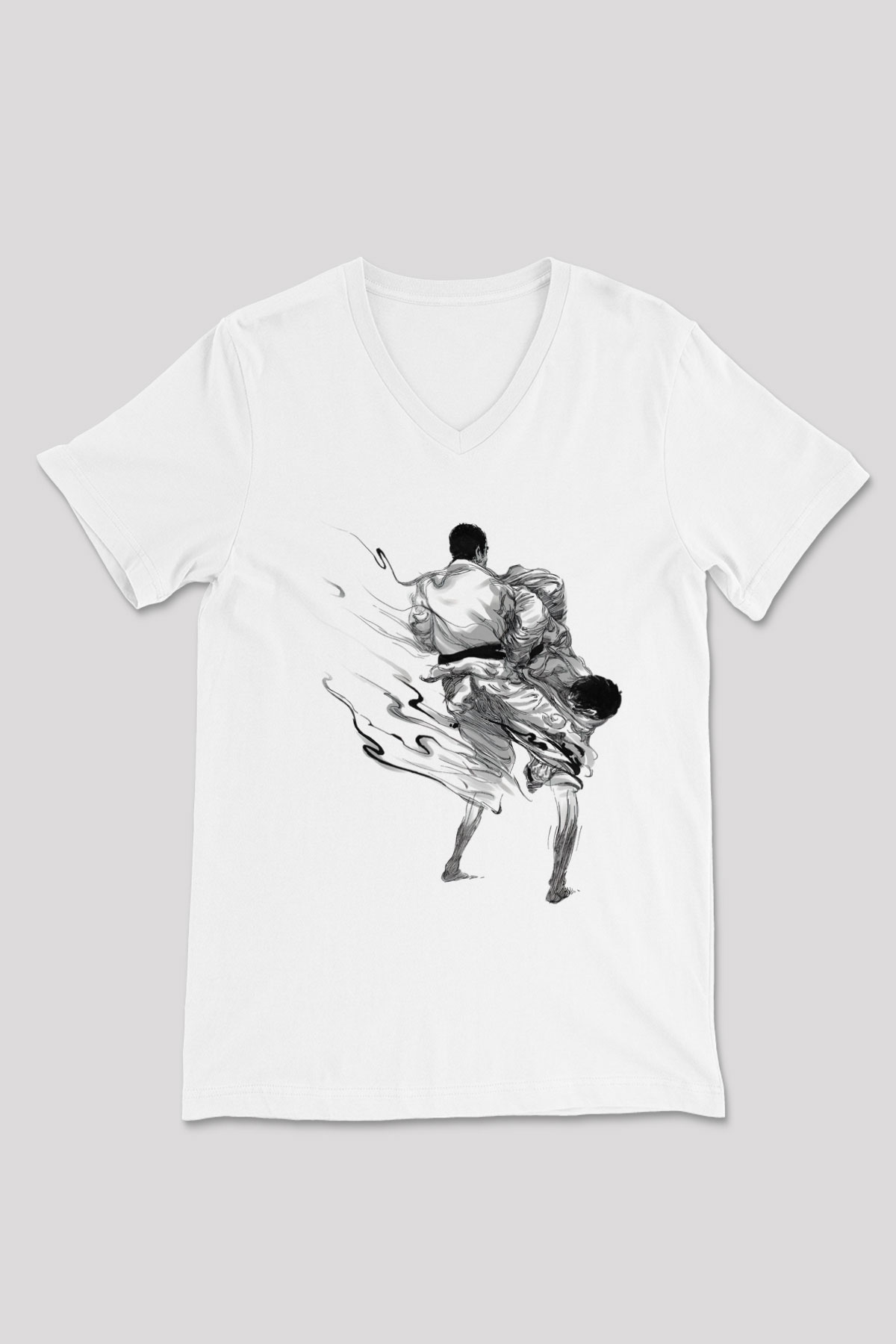 Judo Beyaz Unisex V Yaka Tişört