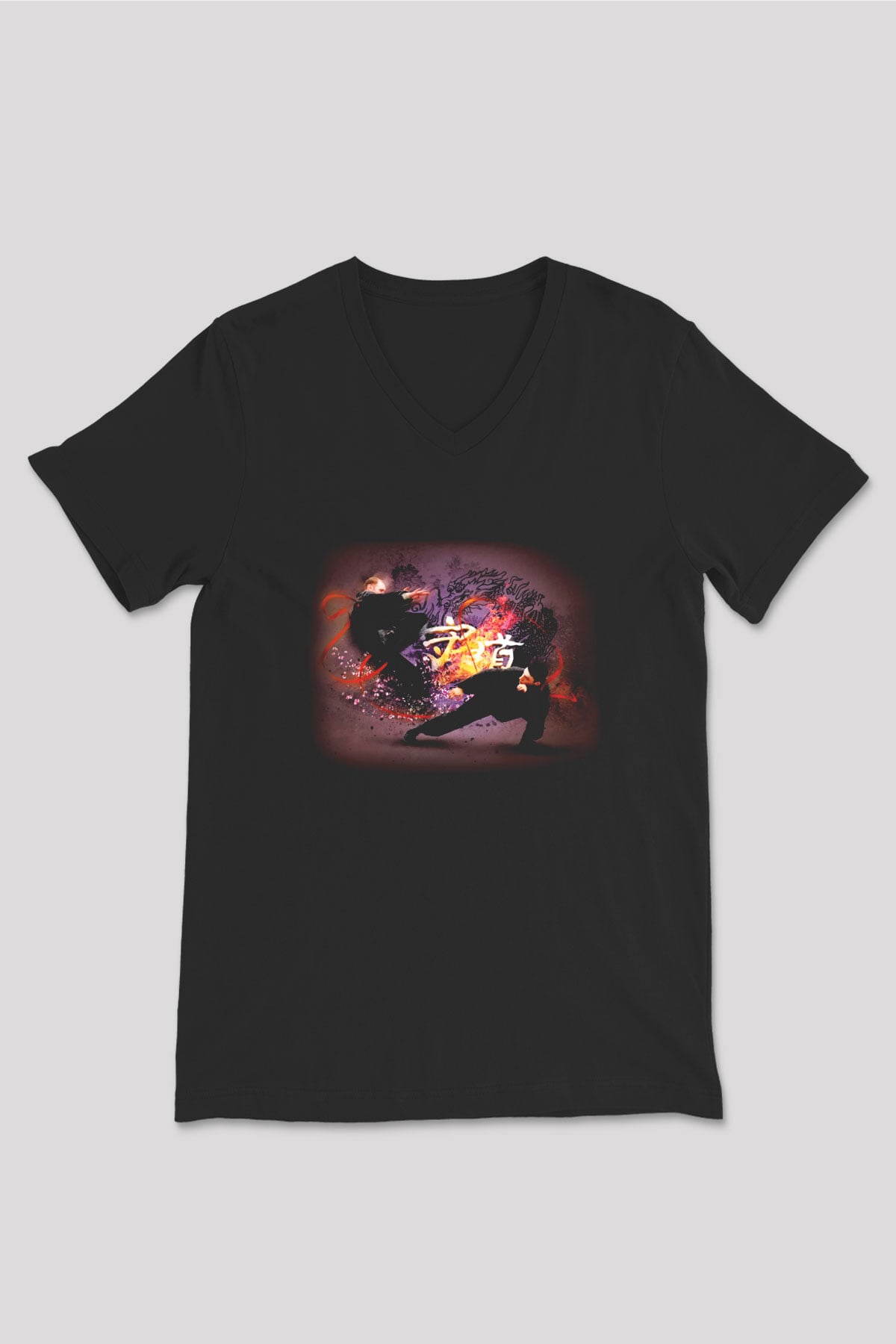 Judo Siyah Unisex V Yaka Tişört T-Shirt
