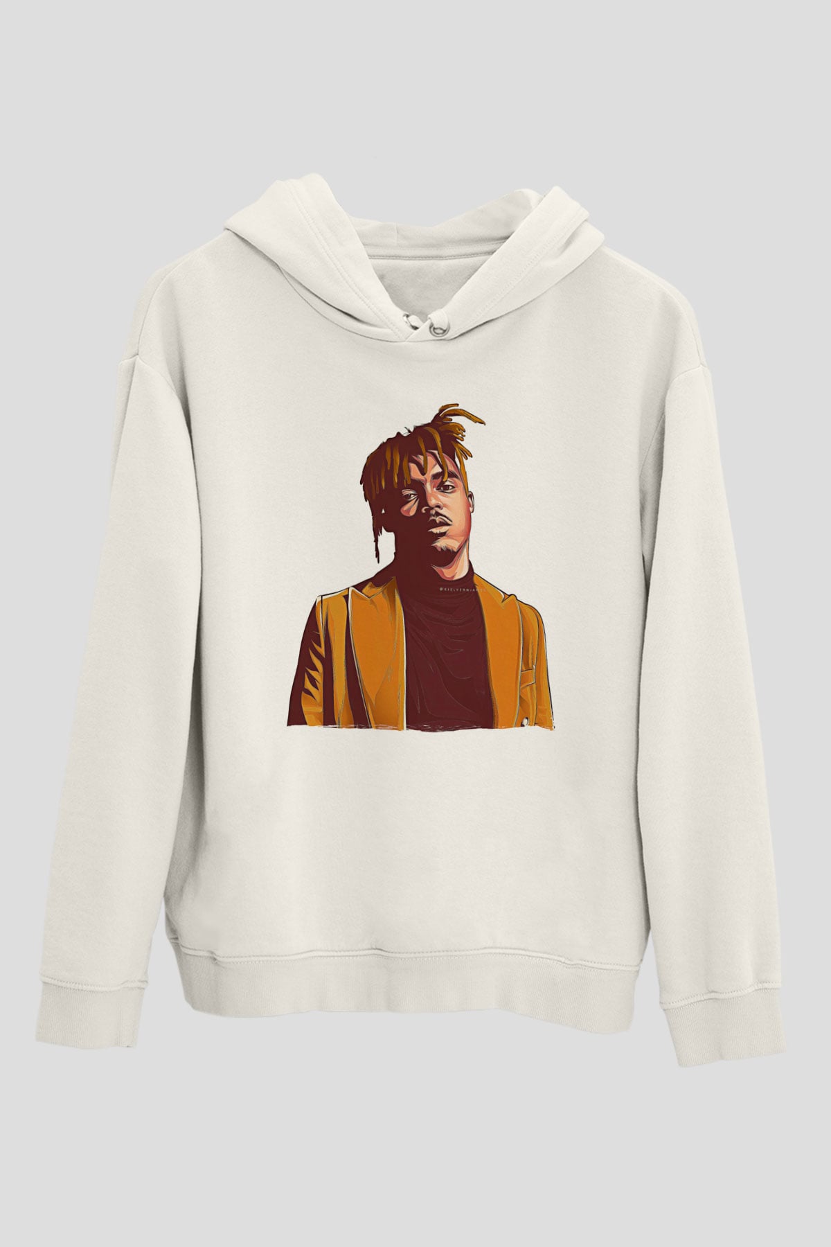 Juice Wrld Baskılı Beyaz Unisex Kapüşonlu Sweatshirt