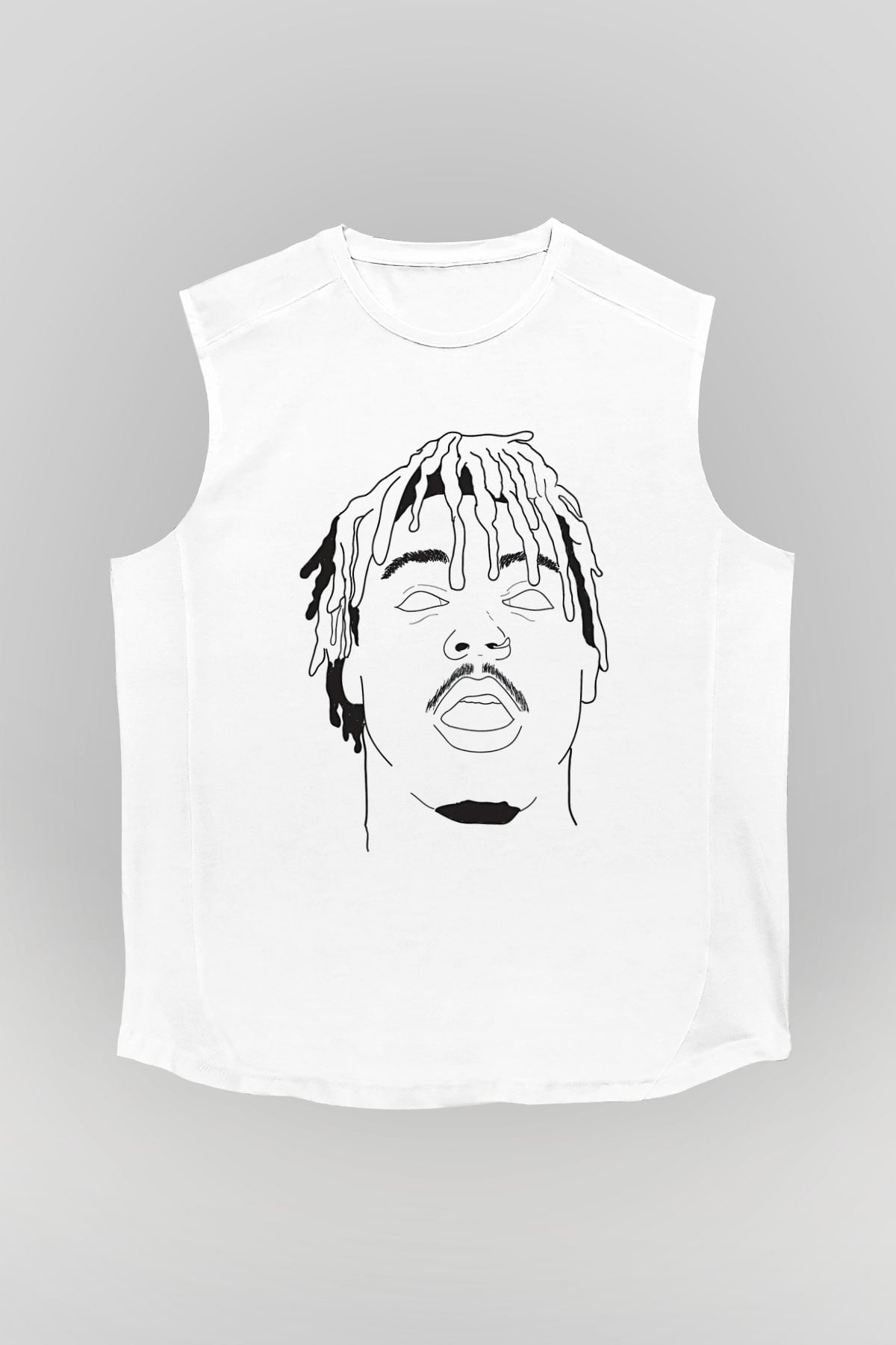 Juice Wrld Baskılı Beyaz Unisex Kolsuz Tişört - Tshirt