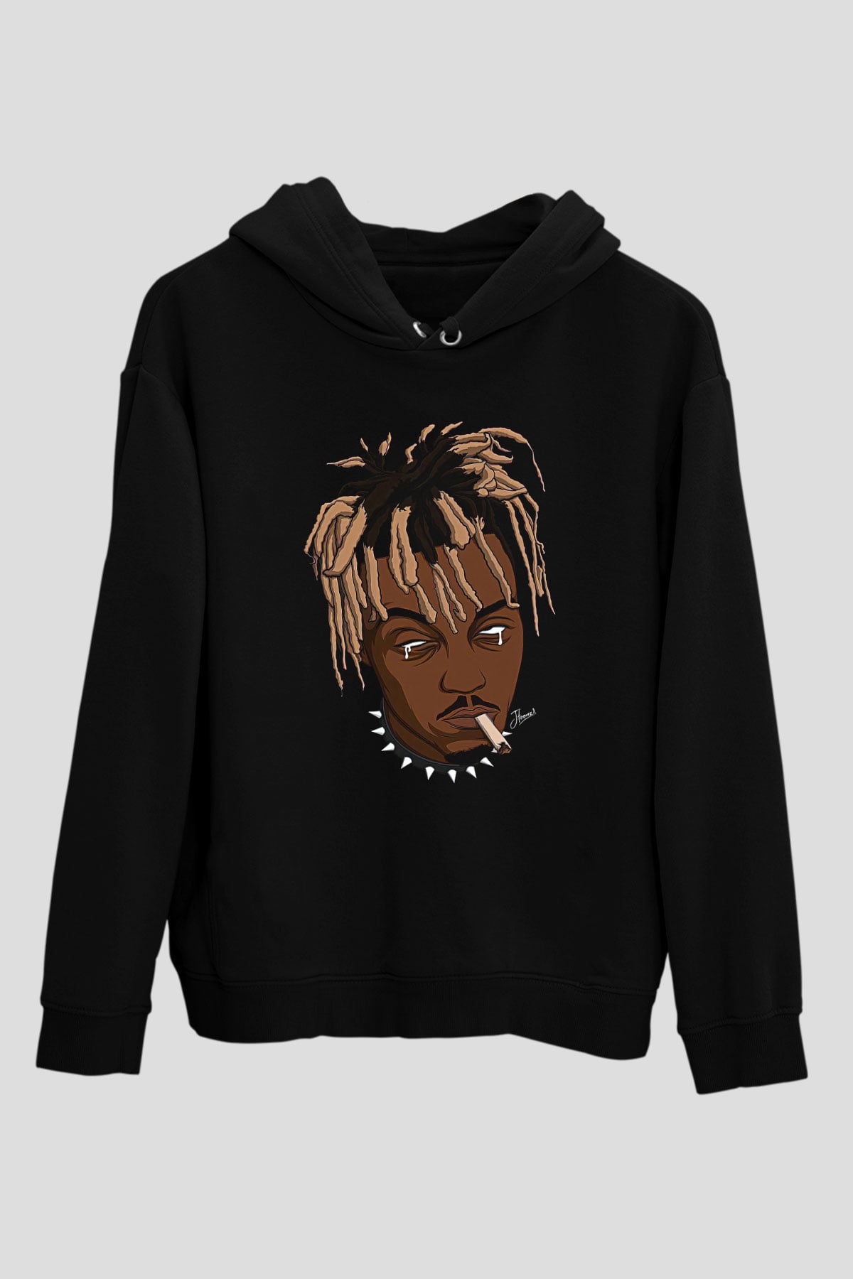 Juice Wrld Baskılı Unisex Siyah Hoodie