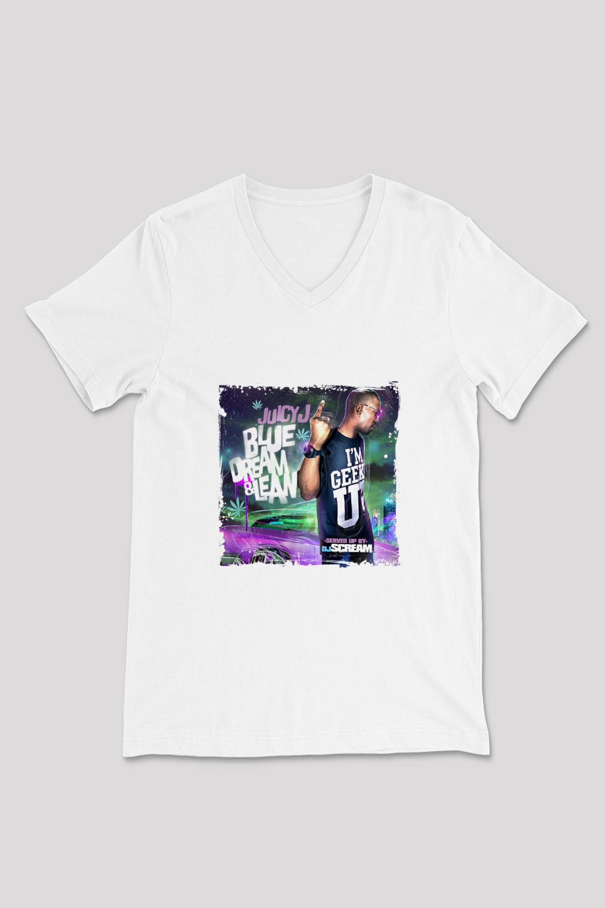 Juicy J Baskılı Beyaz V Yaka Unisex Tişört