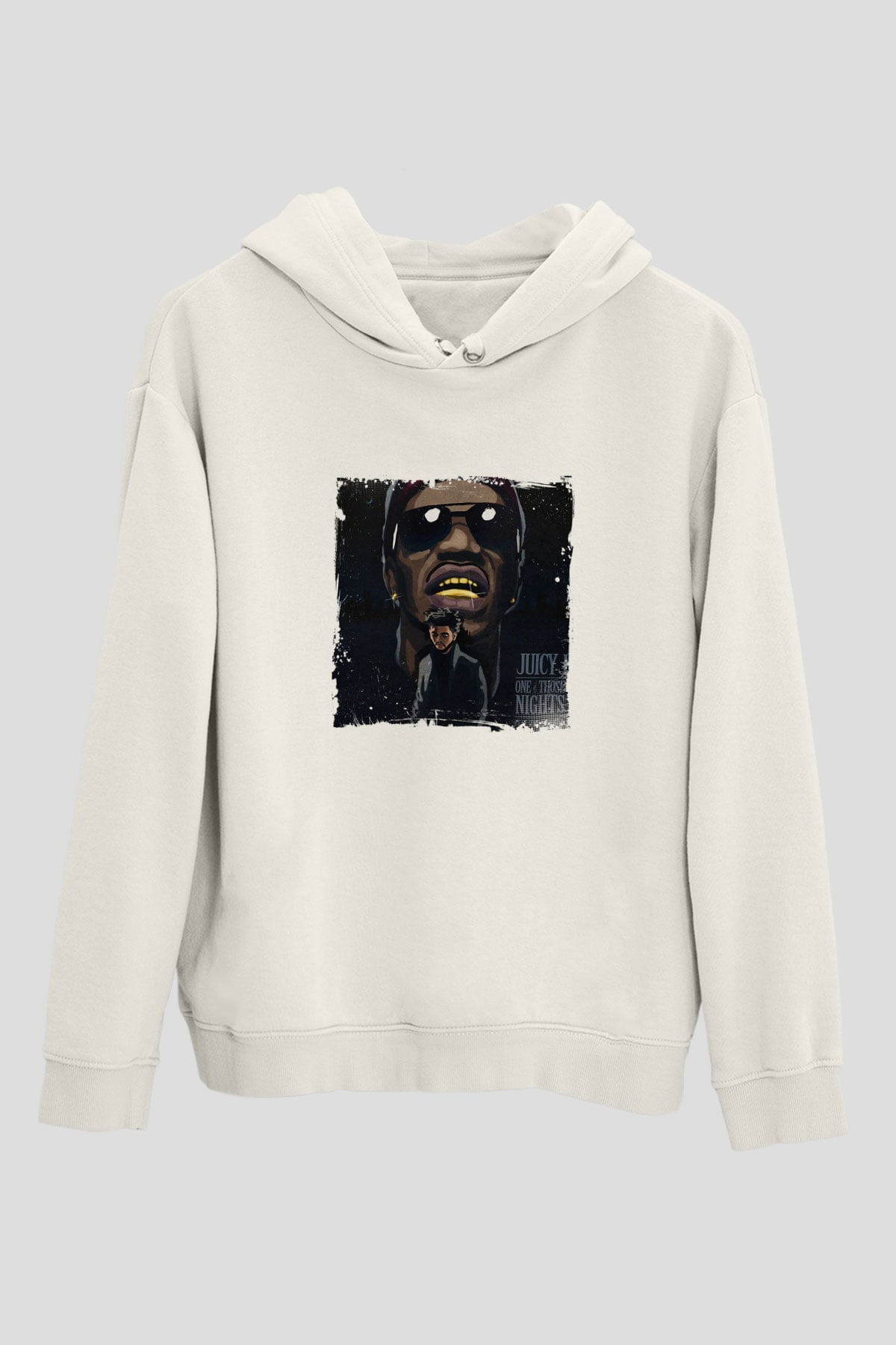 Juicy J Baskılı Unisex Beyaz Kapüşonlu Sweatshirt