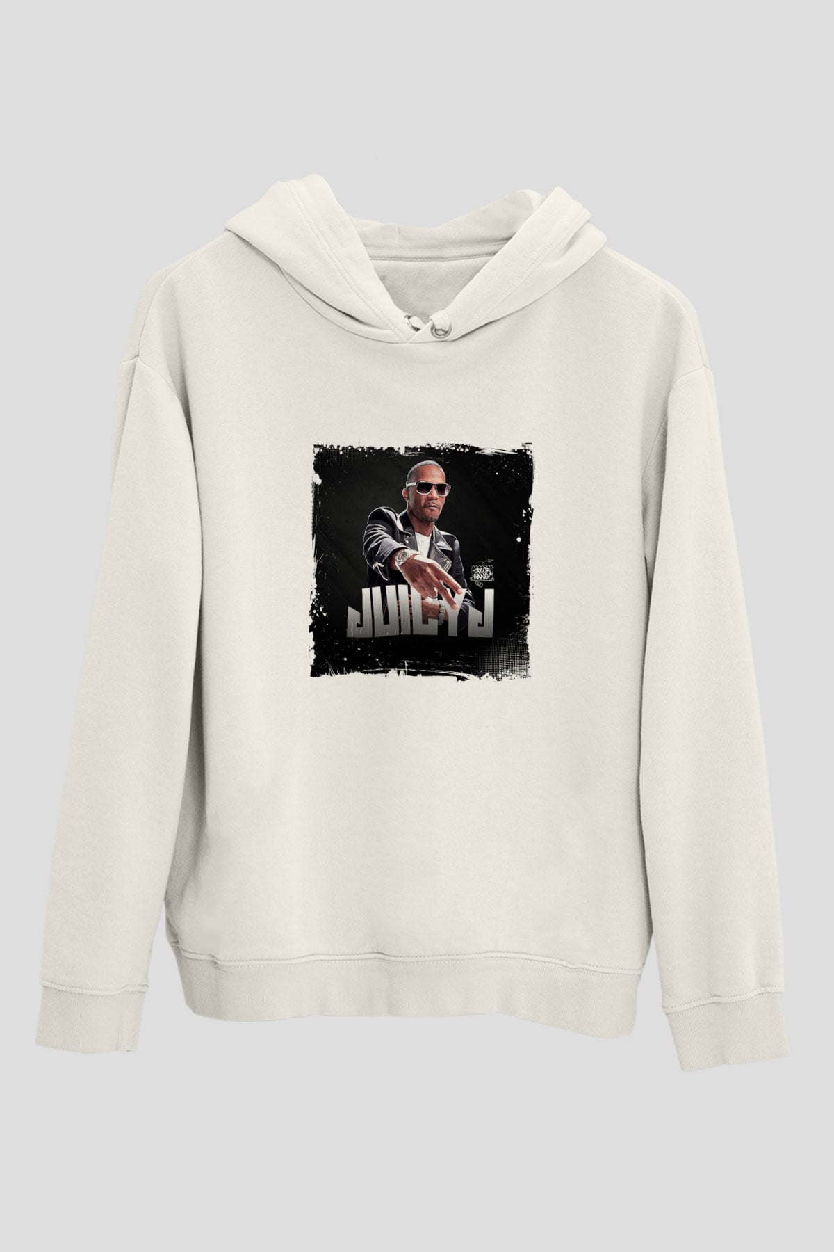 Juicy J Baskılı Unisex Beyaz Kapüşonlu Sweatshirt