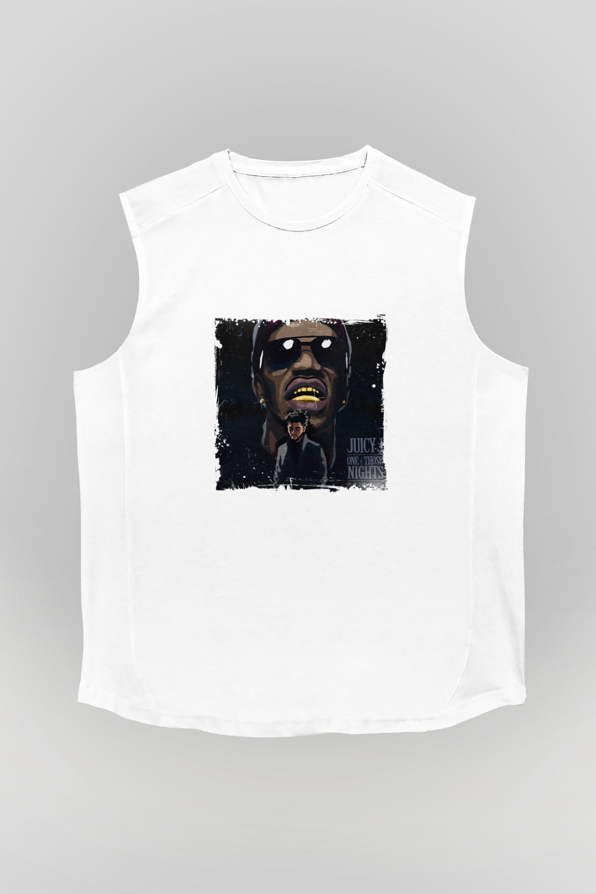 Juicy J Baskılı Unisex Beyaz Kolsuz Tişört