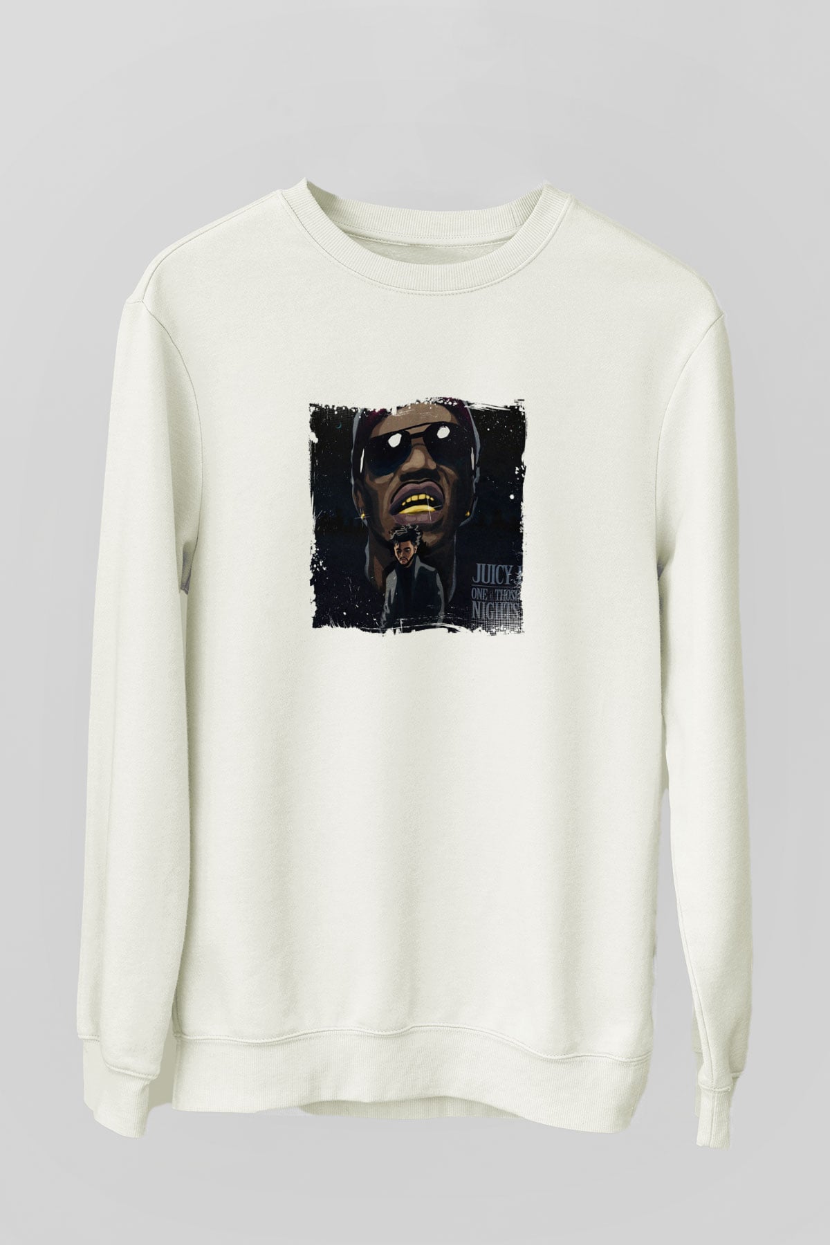 Juicy J Baskılı Unisex Beyaz Sweatshirt