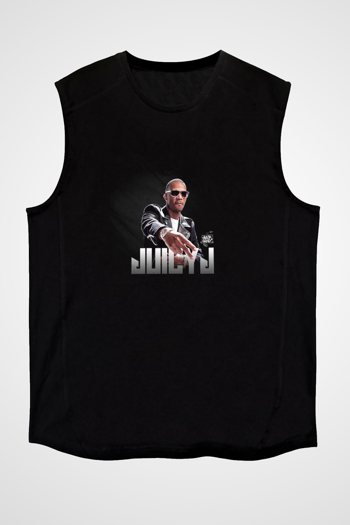 Juicy J Baskılı Unisex Siyah Kolsuz Tişört