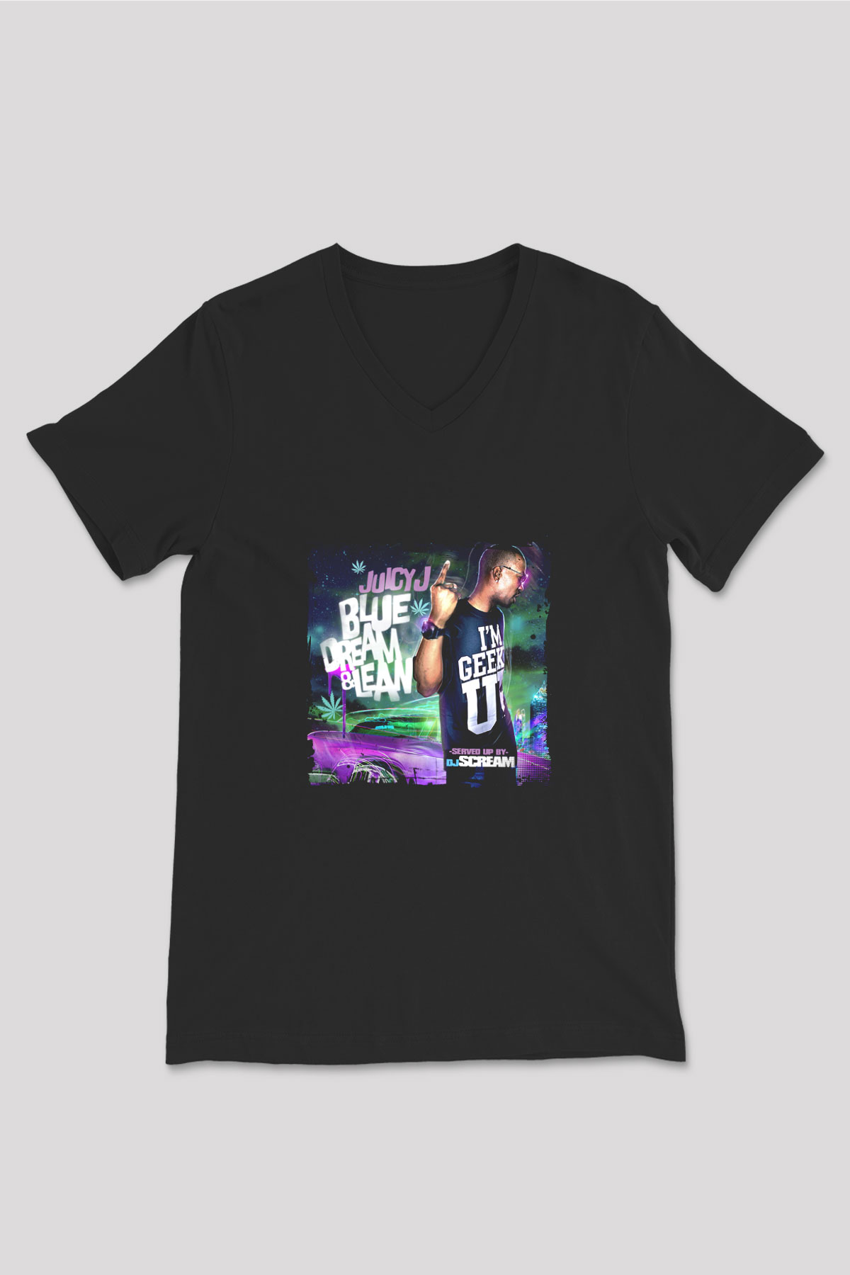 Juicy J Baskılı Unisex Siyah V Yaka Tişört