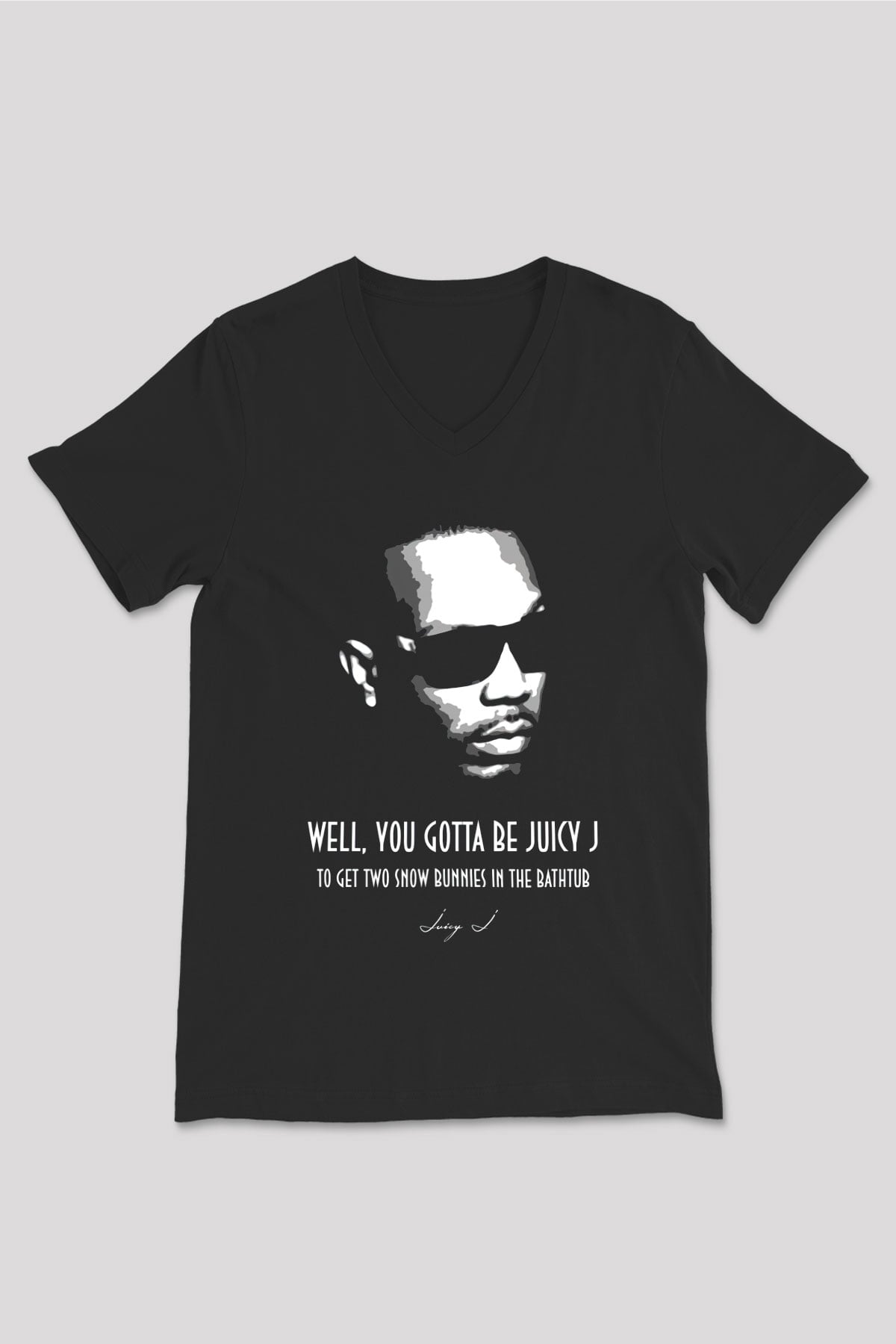 Juicy-J Siyah Unisex V Yaka Tişört