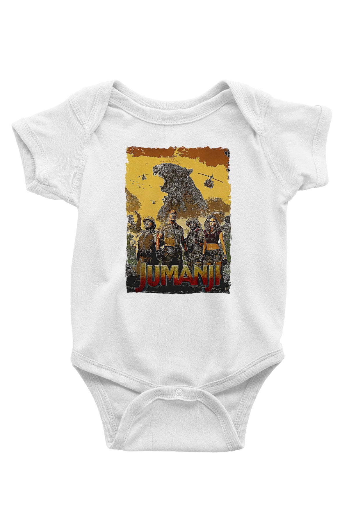 Jumanji Baskılı Beyaz Unisex Bebek Body - Zıbın
