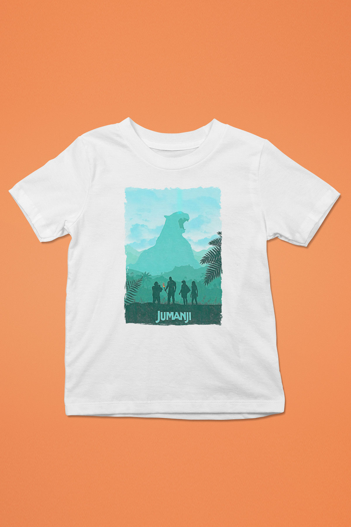 Jumanji Baskılı Beyaz Unisex Beyaz Çocuk Tişört - Tshirt