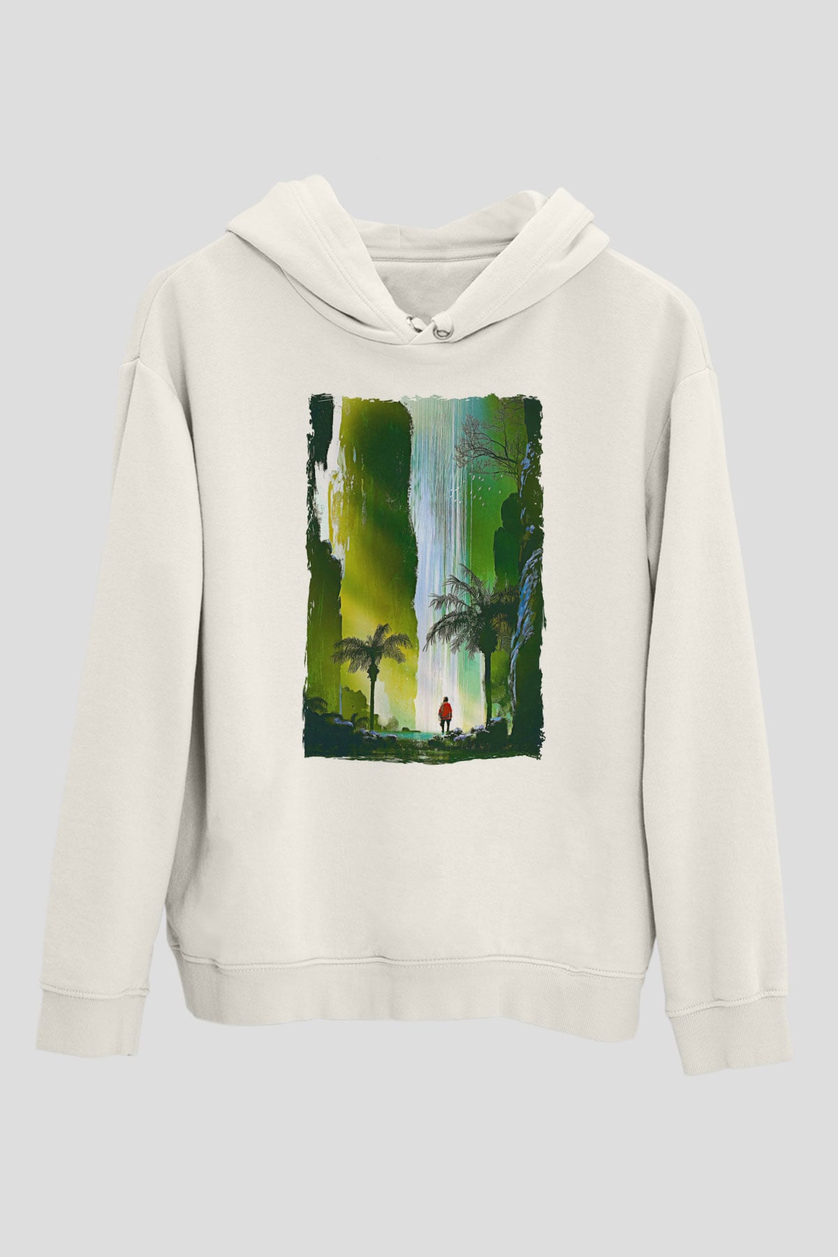 Jumanji Baskılı Beyaz Unisex Hoodie