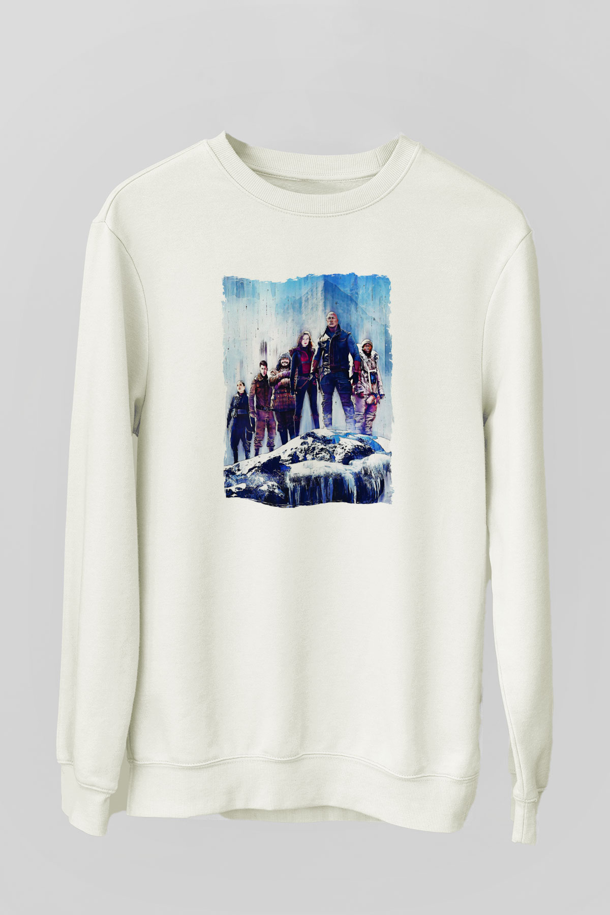 Jumanji Baskılı Beyaz Unisex Sweatshirt