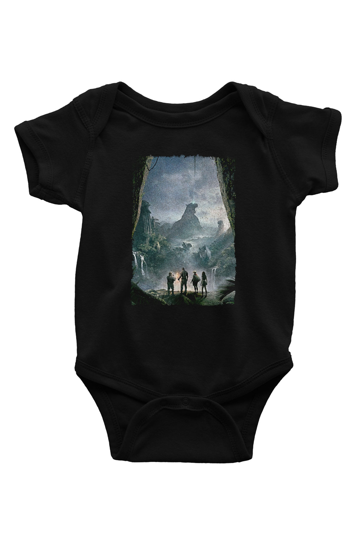 Jumanji Baskılı Unisex Siyah Bebek Body - Zıbın