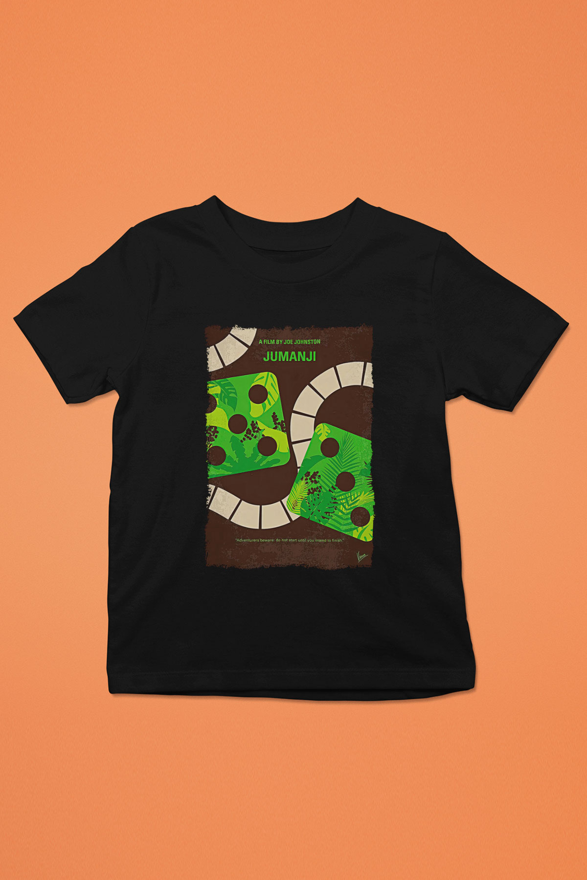 Jumanji Baskılı Unisex Siyah Çocuk Tişört - Tshirt