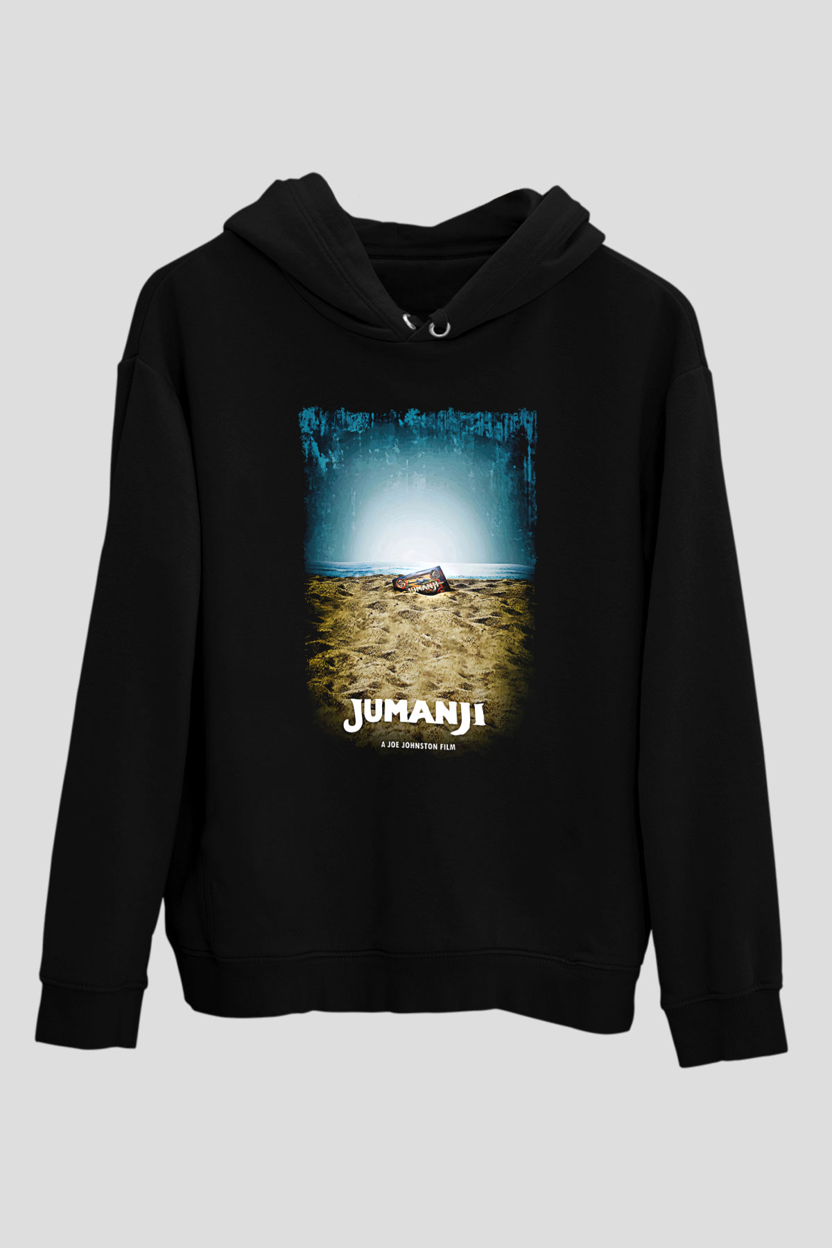 Jumanji Baskılı Unisex Siyah Hoodie