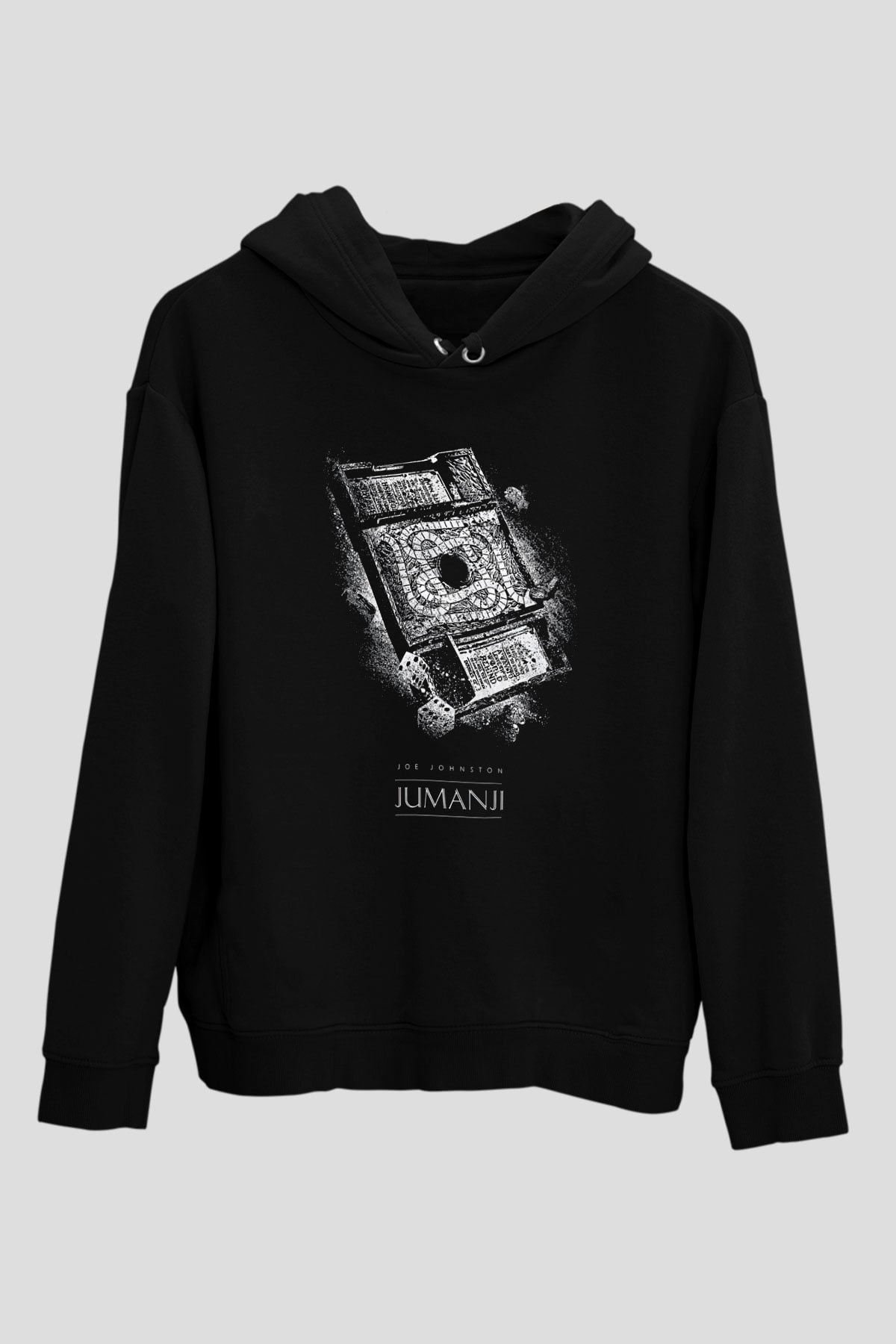 Jumanji Baskılı Unisex Siyah Hoodie