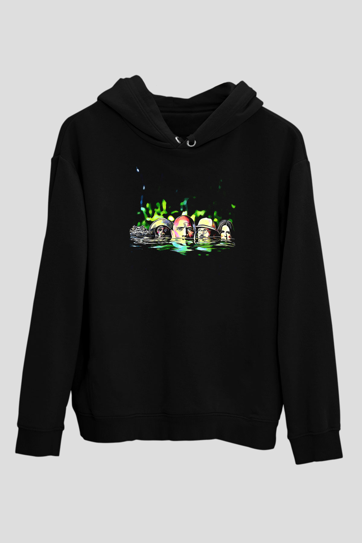 Jumanji Baskılı Unisex Siyah Hoodie