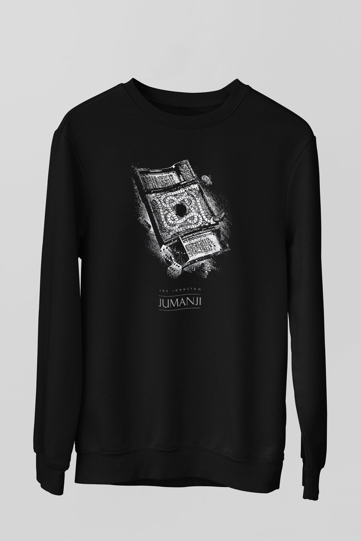 Jumanji Baskılı Unisex Siyah Sweatshirt