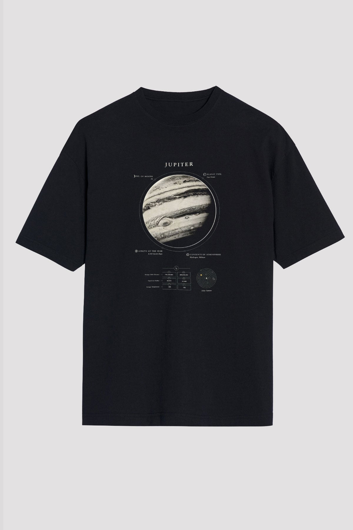 Jüpiter Fiziksel Özellikleri Baskılı Unisex Oversize Tişört - Tshirt
