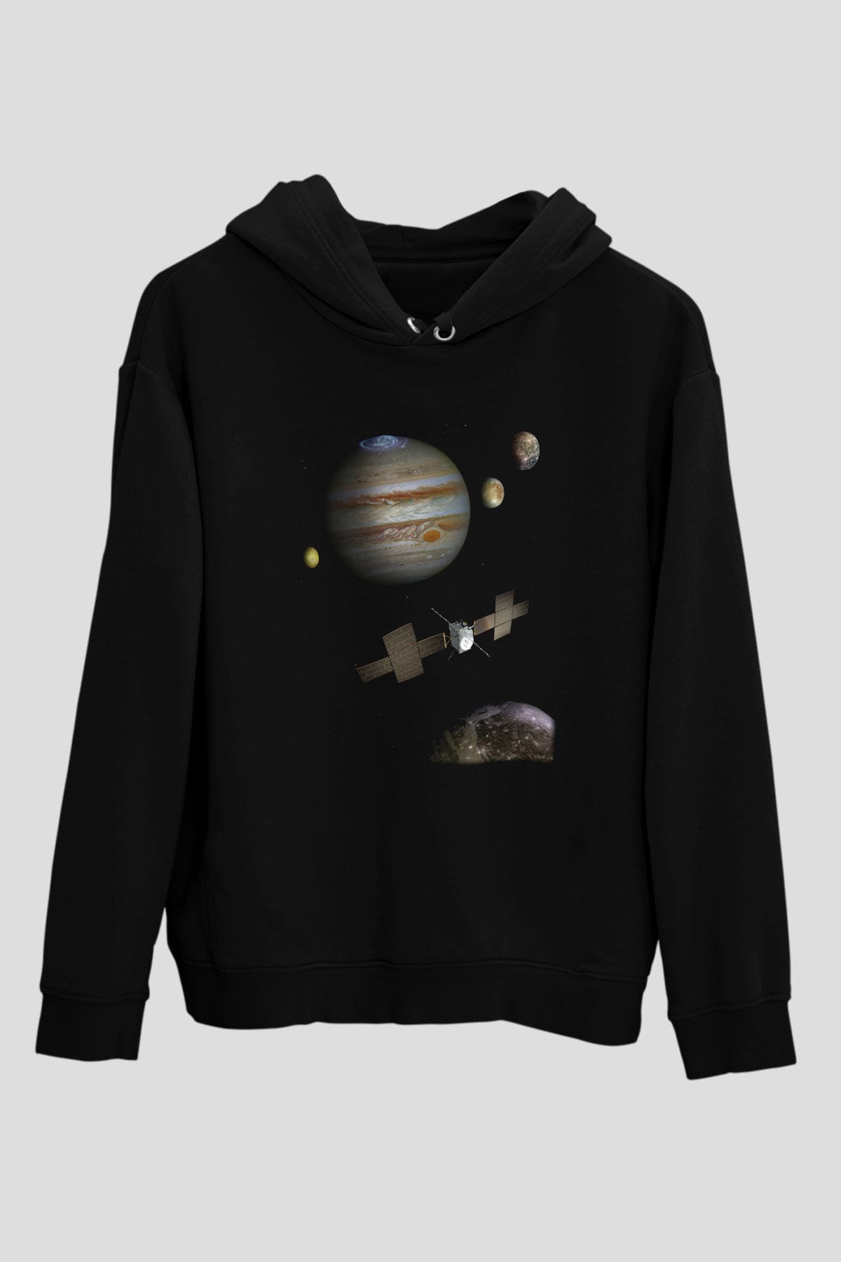 Jüpiter Siyah Unisex Kapüşonlu Sweatshirt