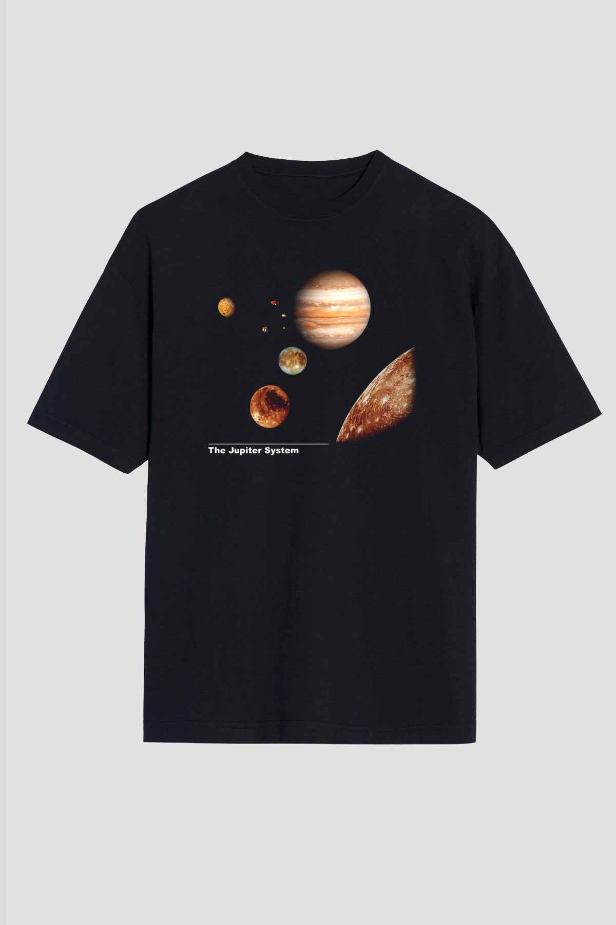 Jüpiter Siyah Unisex Oversize Tişört T-Shirt