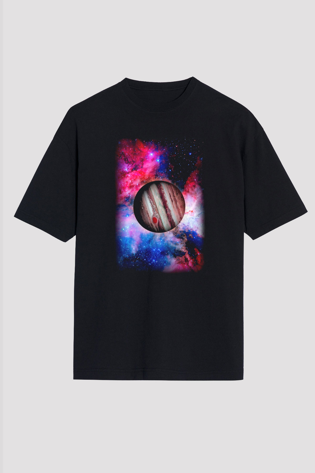 Jüpiter Siyah Unisex Oversize Tişört T-Shirt