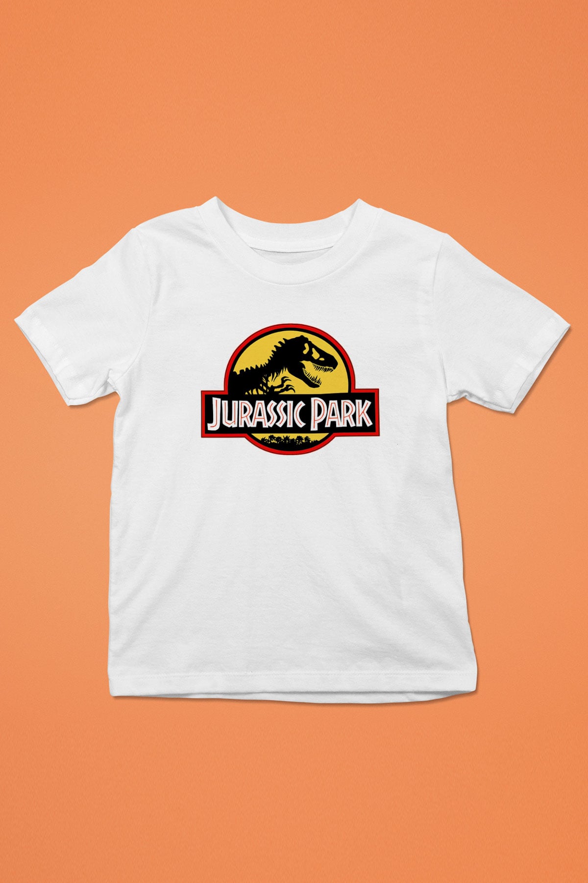 Jurassic Park Baskılı Beyaz Unisex Çocuk Tişört