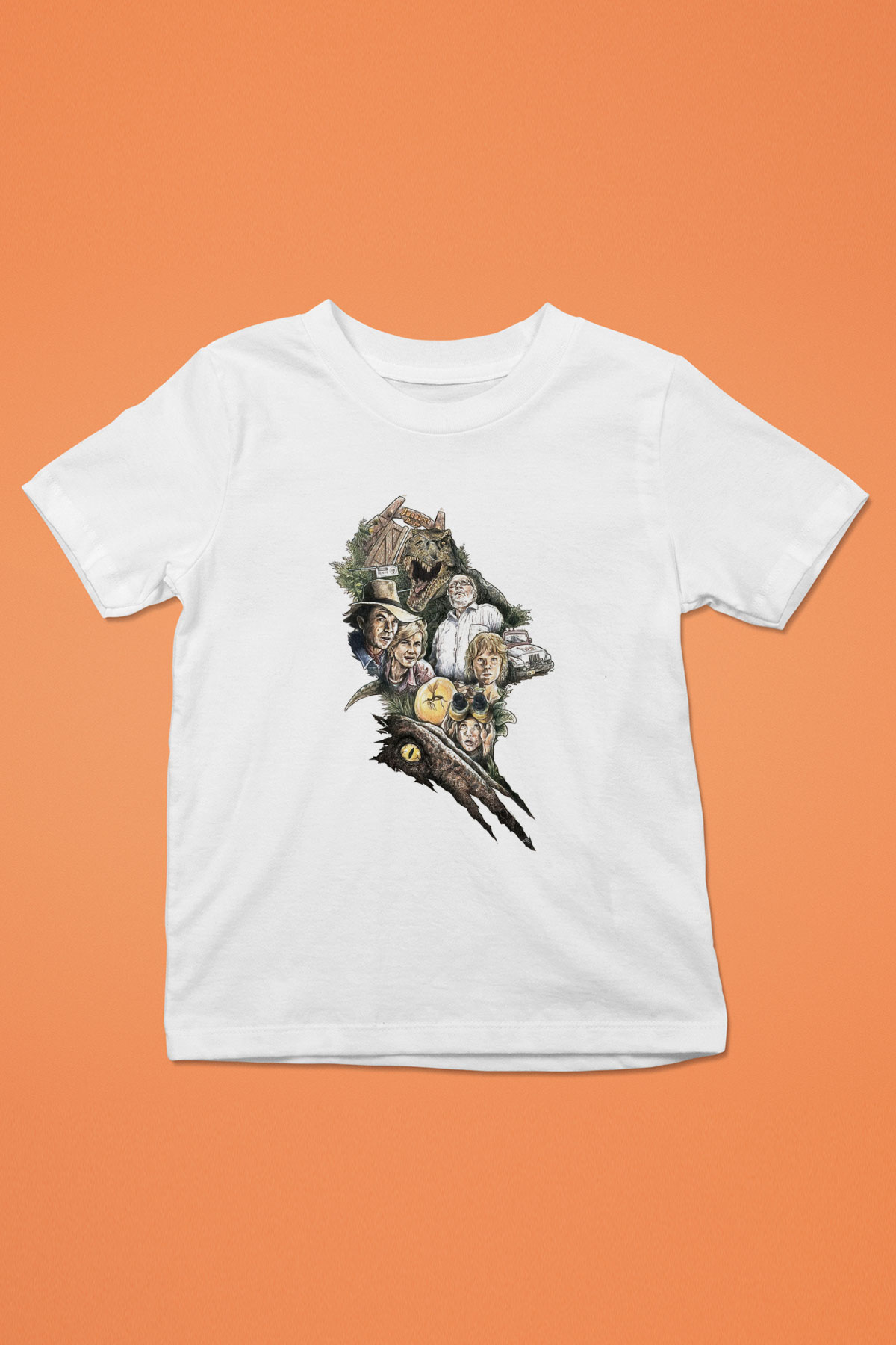 Jurassic Park Baskılı Beyaz Unisex Çocuk Tişört