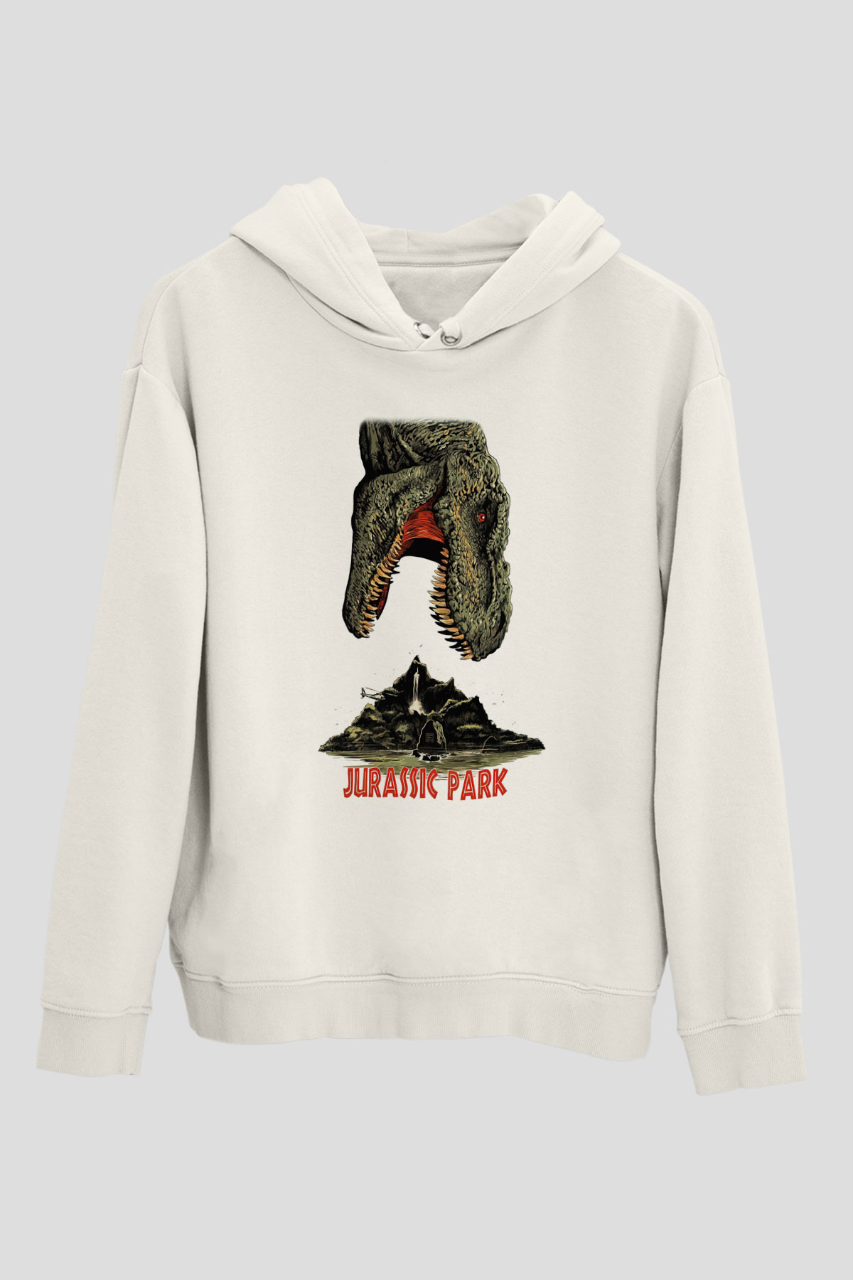 Jurassic Park Beyaz Unisex Hoodie