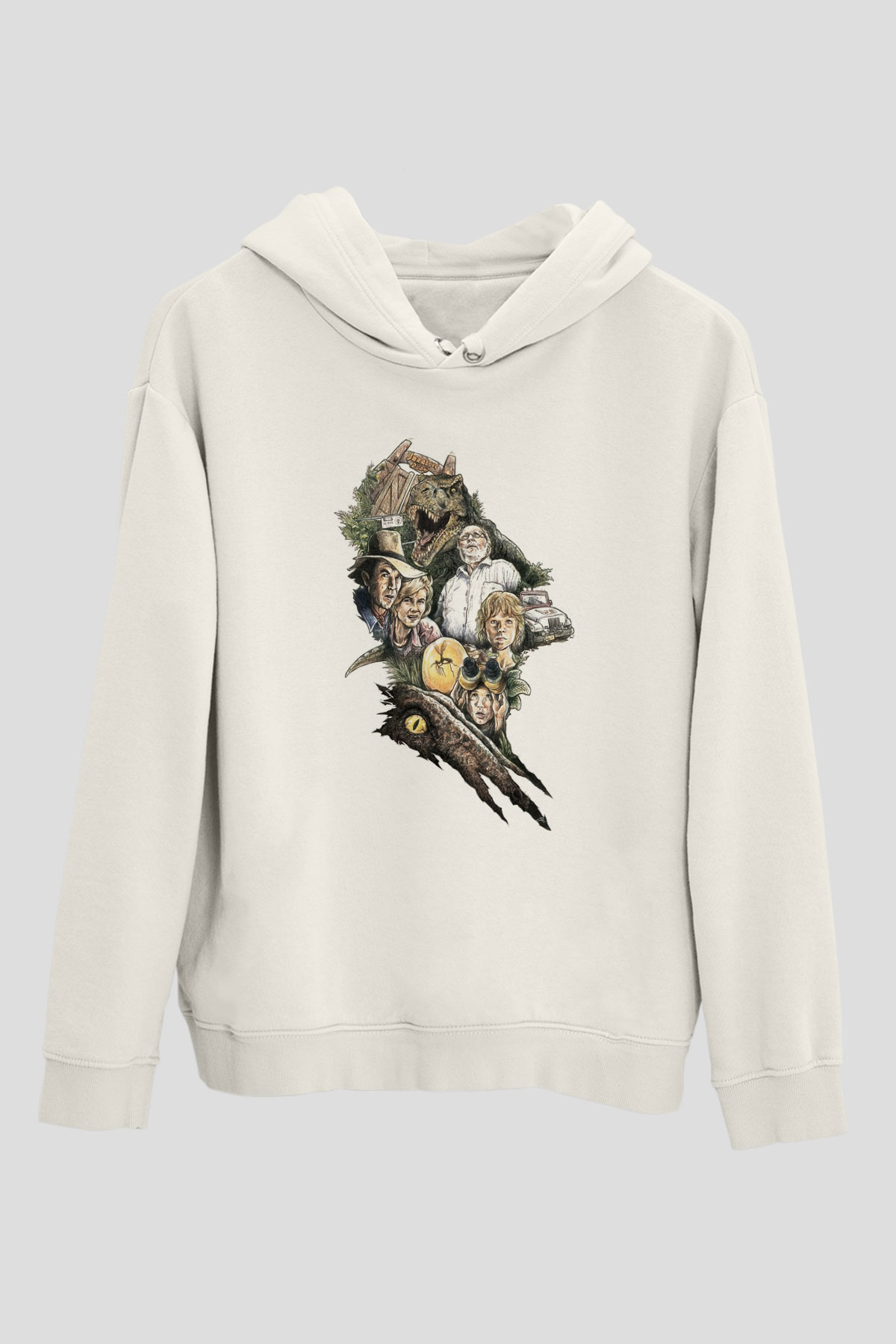Jurassic Park Beyaz Unisex Hoodie