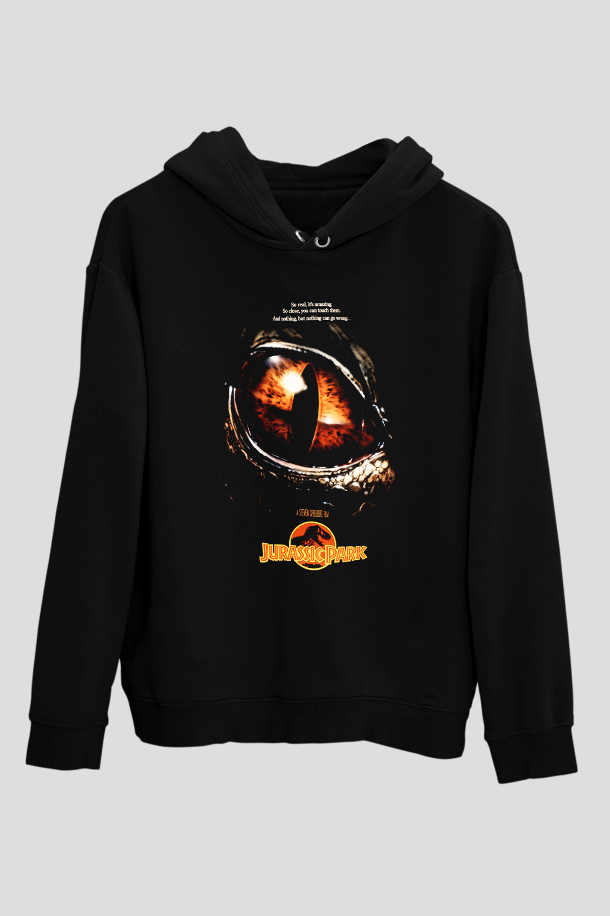 Jurassic Park Siyah Unisex Kapşonlu Sweatshirt