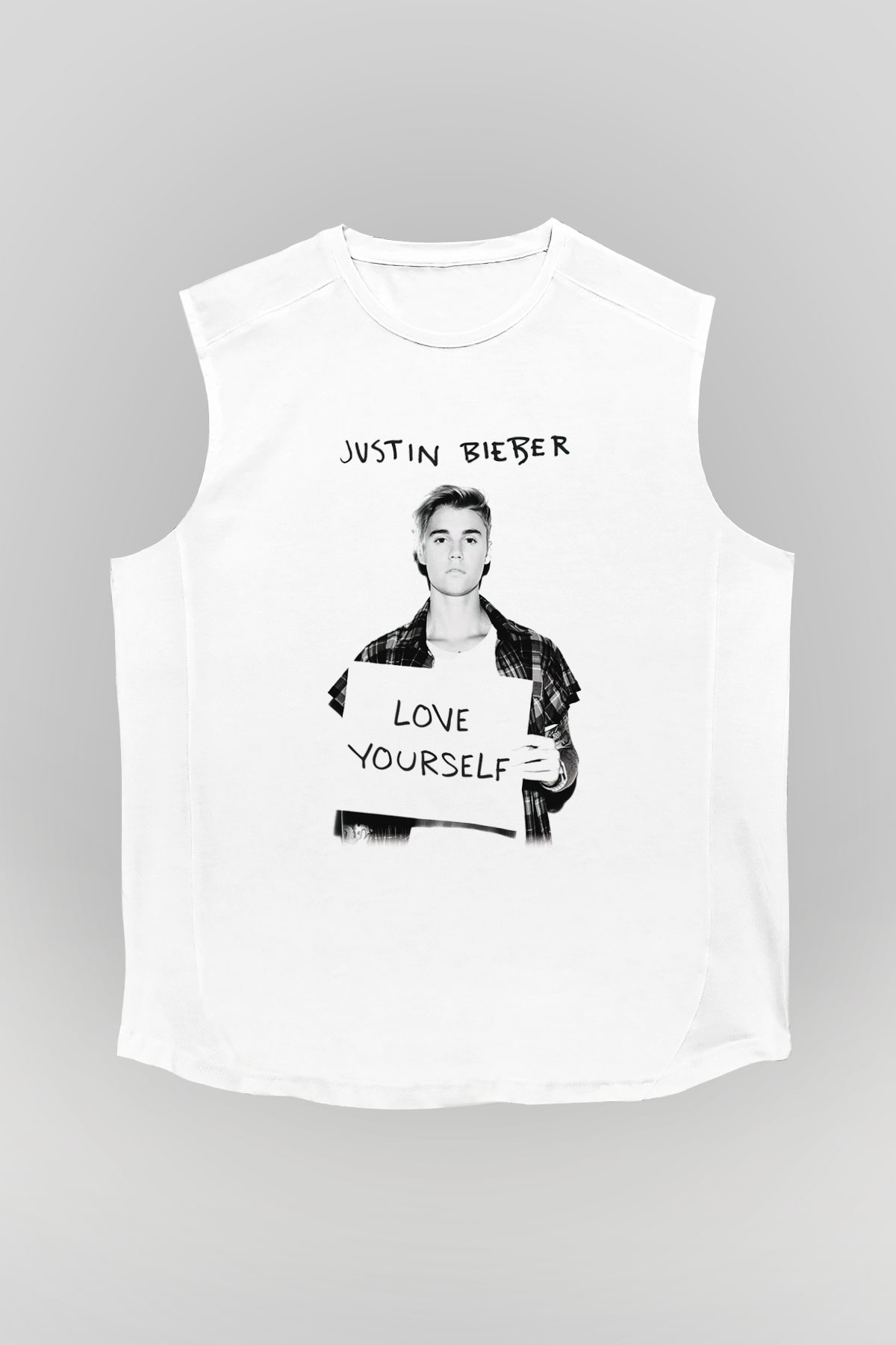 Justin Bieber Beyaz Unisex Kolsuz Tişört