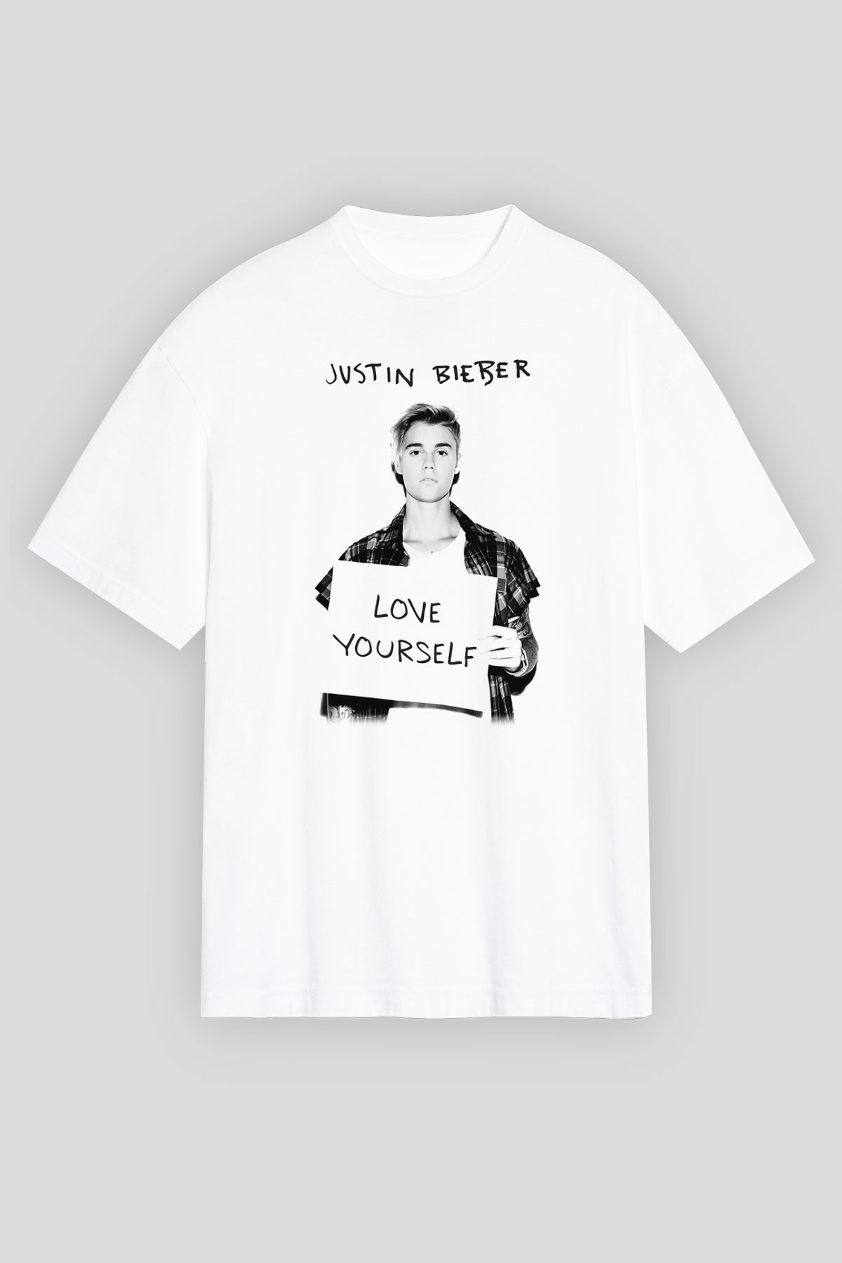 Justin Bieber Beyaz Unisex Oversize Tişört T-Shirt