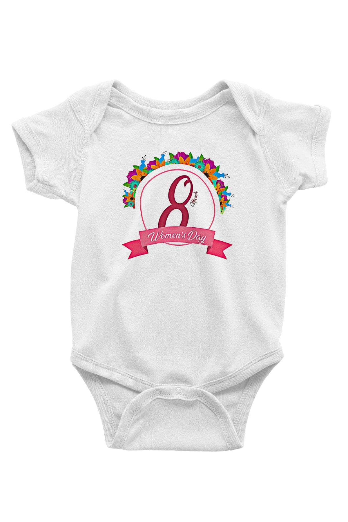 Kadınlar Günü Baskılı Beyaz Unisex Bebek Body - Zıbın