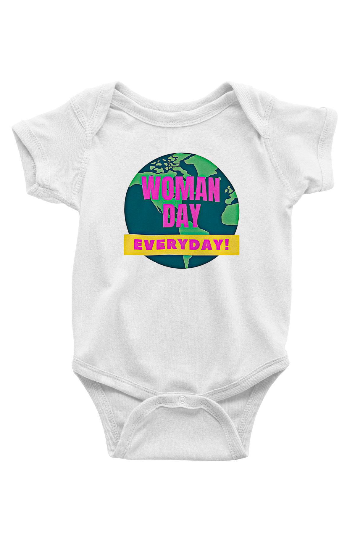 Kadınlar Günü Baskılı Beyaz Unisex Bebek Body - Zıbın