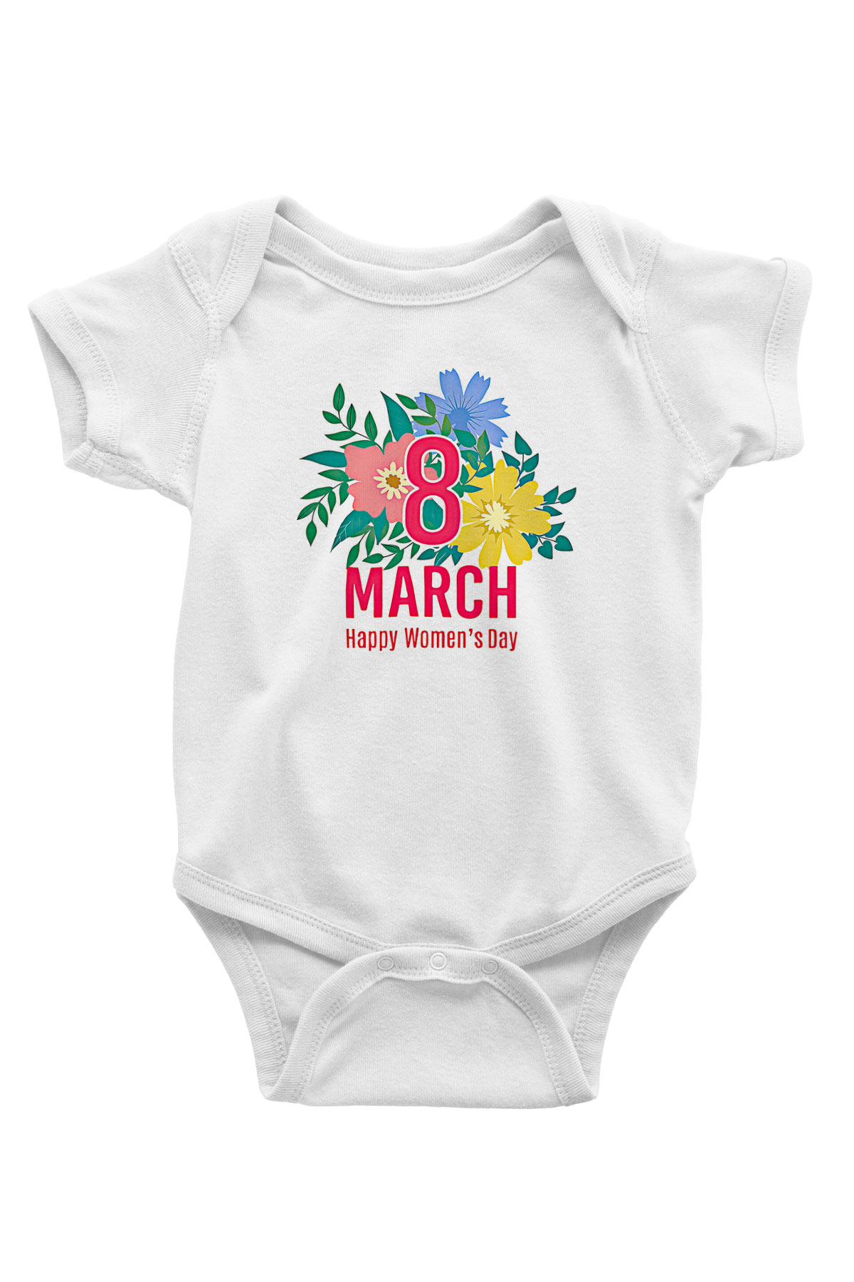 Kadınlar Günü Baskılı Beyaz Unisex Bebek Body - Zıbın