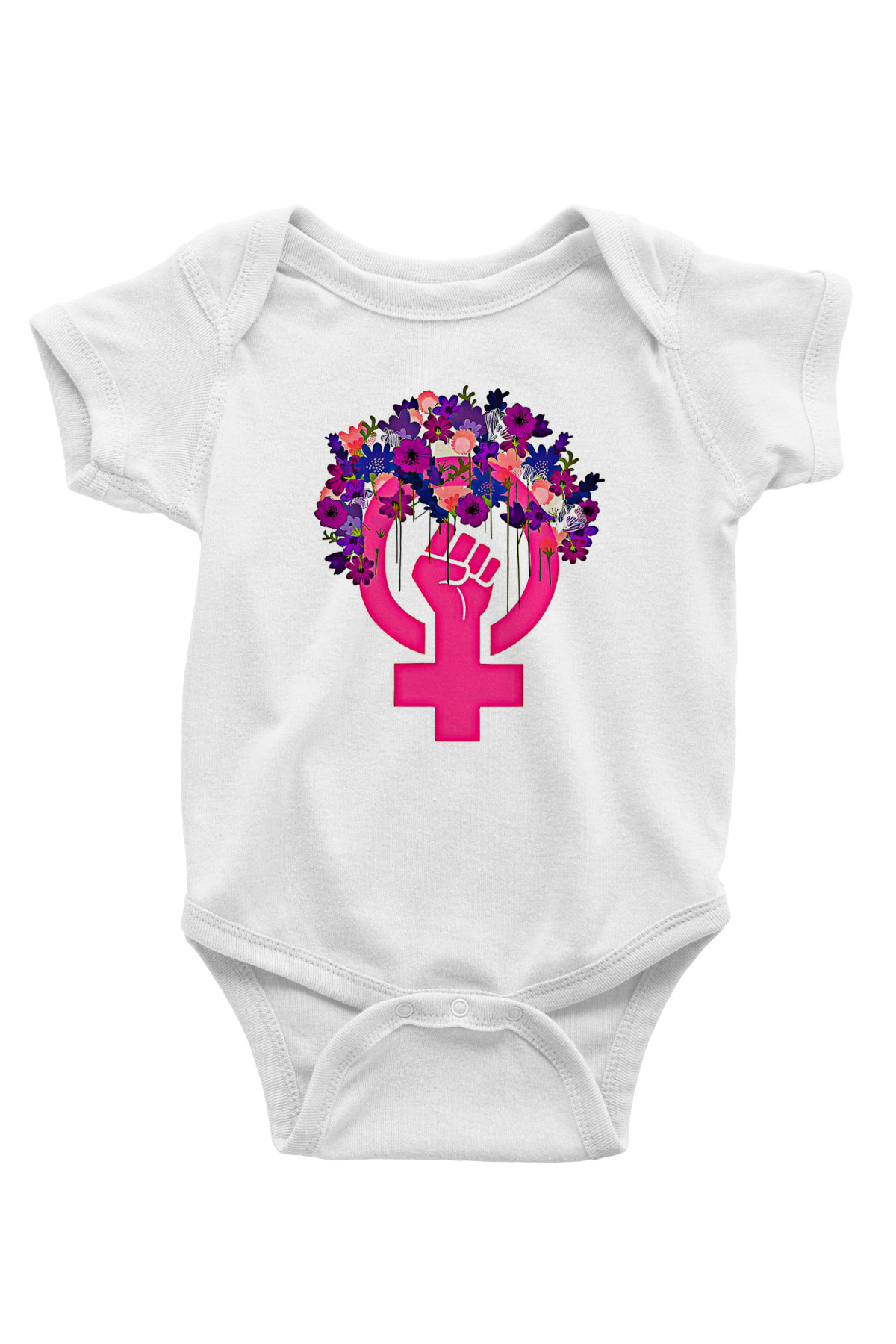 Kadınlar Günü Baskılı Beyaz Unisex Bebek Body - Zıbın