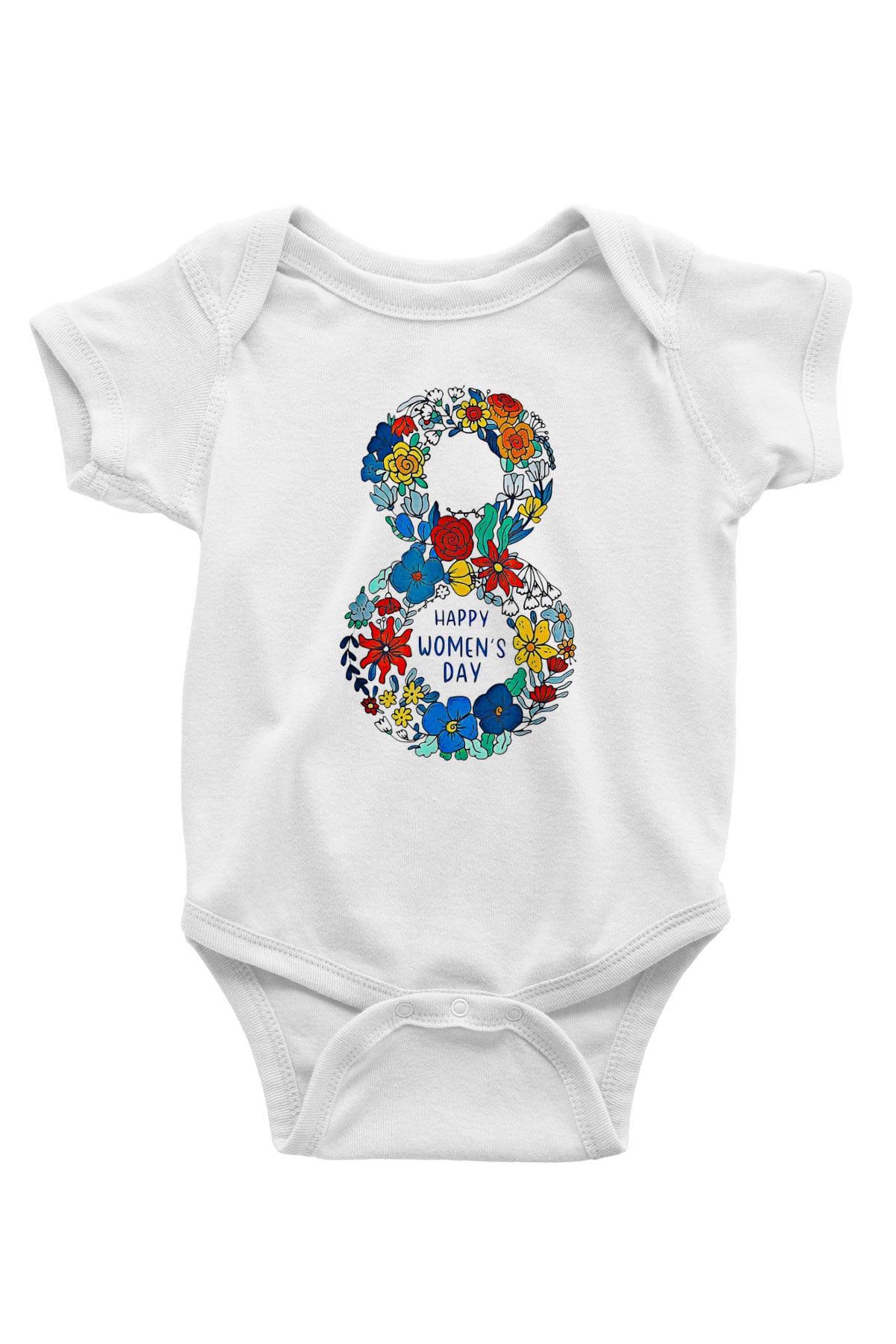 Kadınlar Günü Baskılı Beyaz Unisex Bebek Body - Zıbın