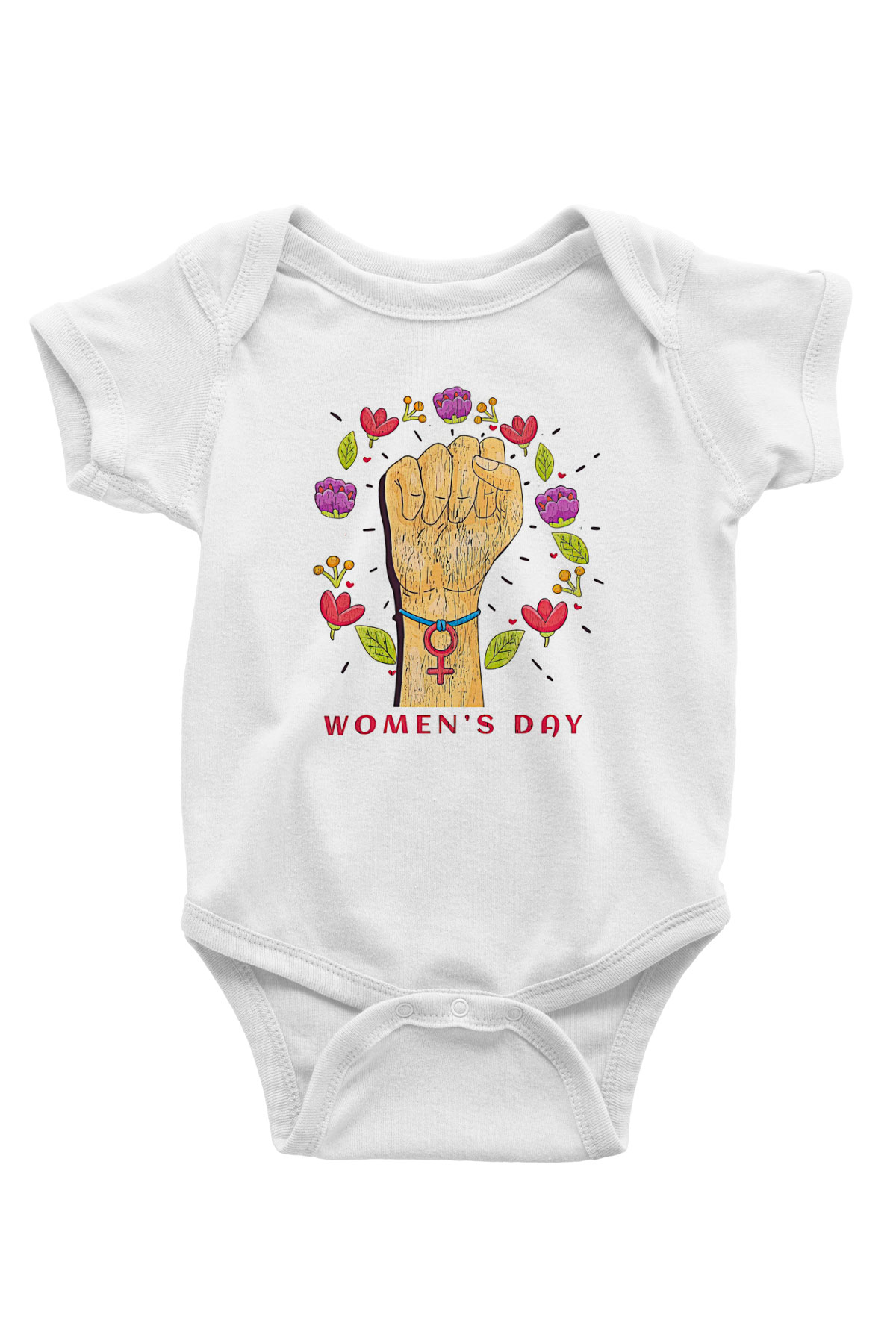 Kadınlar Günü Baskılı Beyaz Unisex Bebek Body - Zıbın