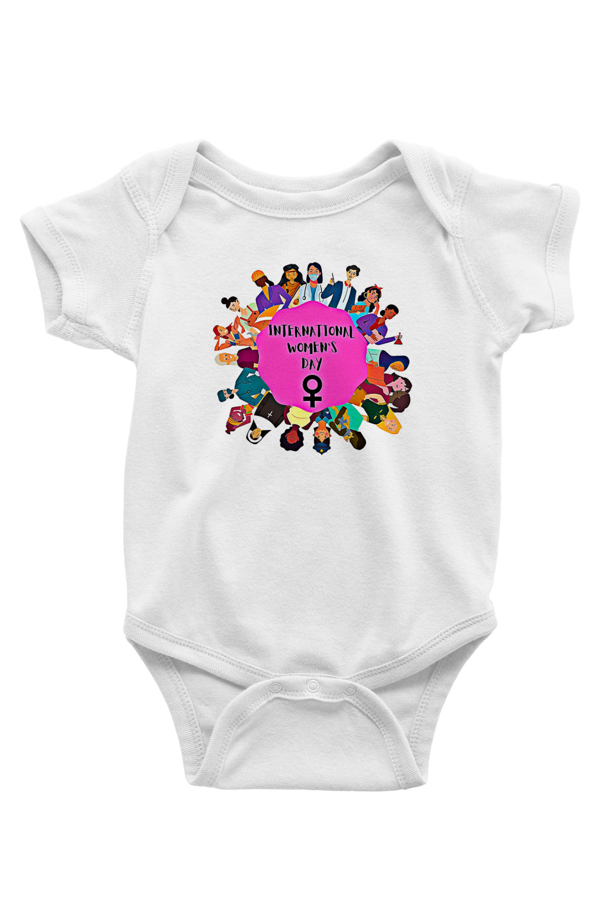 Kadınlar Günü Baskılı Beyaz Unisex Bebek Body - Zıbın