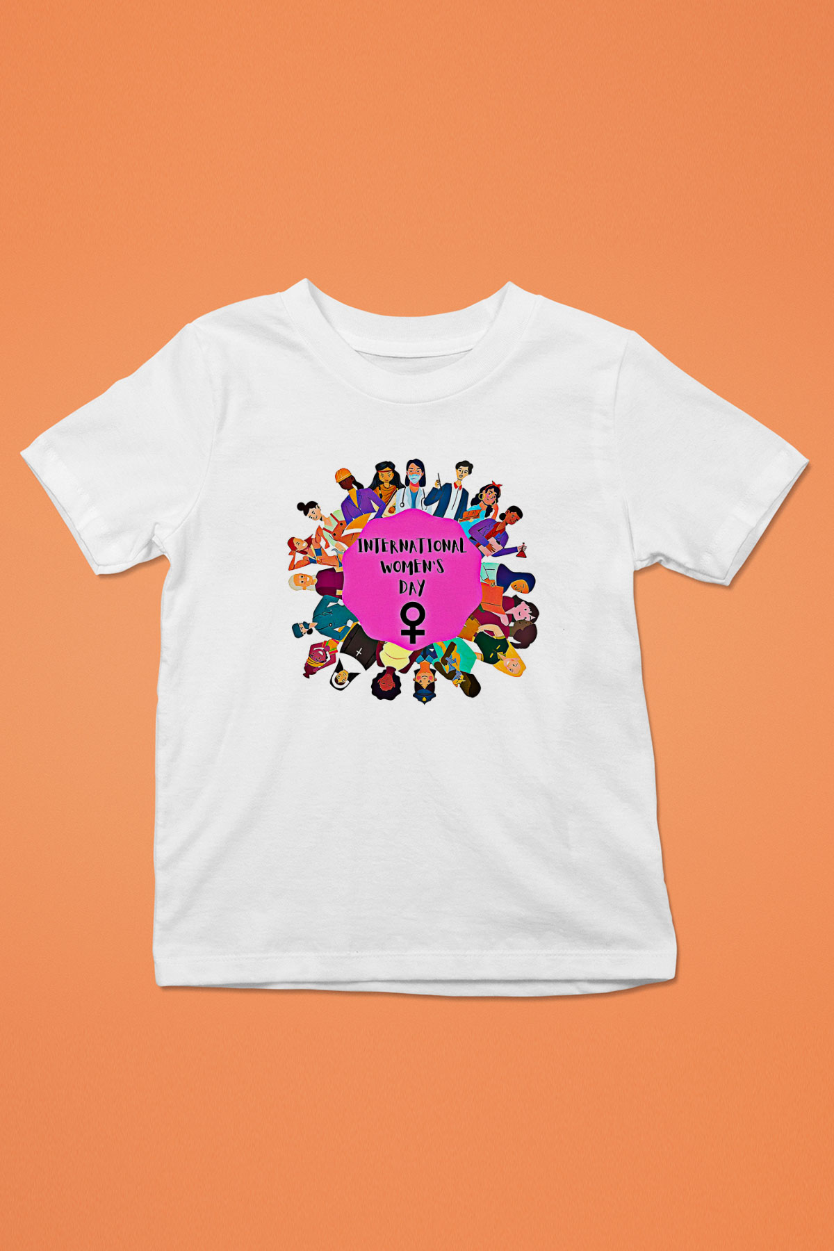 Kadınlar Günü Baskılı Beyaz Unisex Beyaz Çocuk Tişört - Tshirt