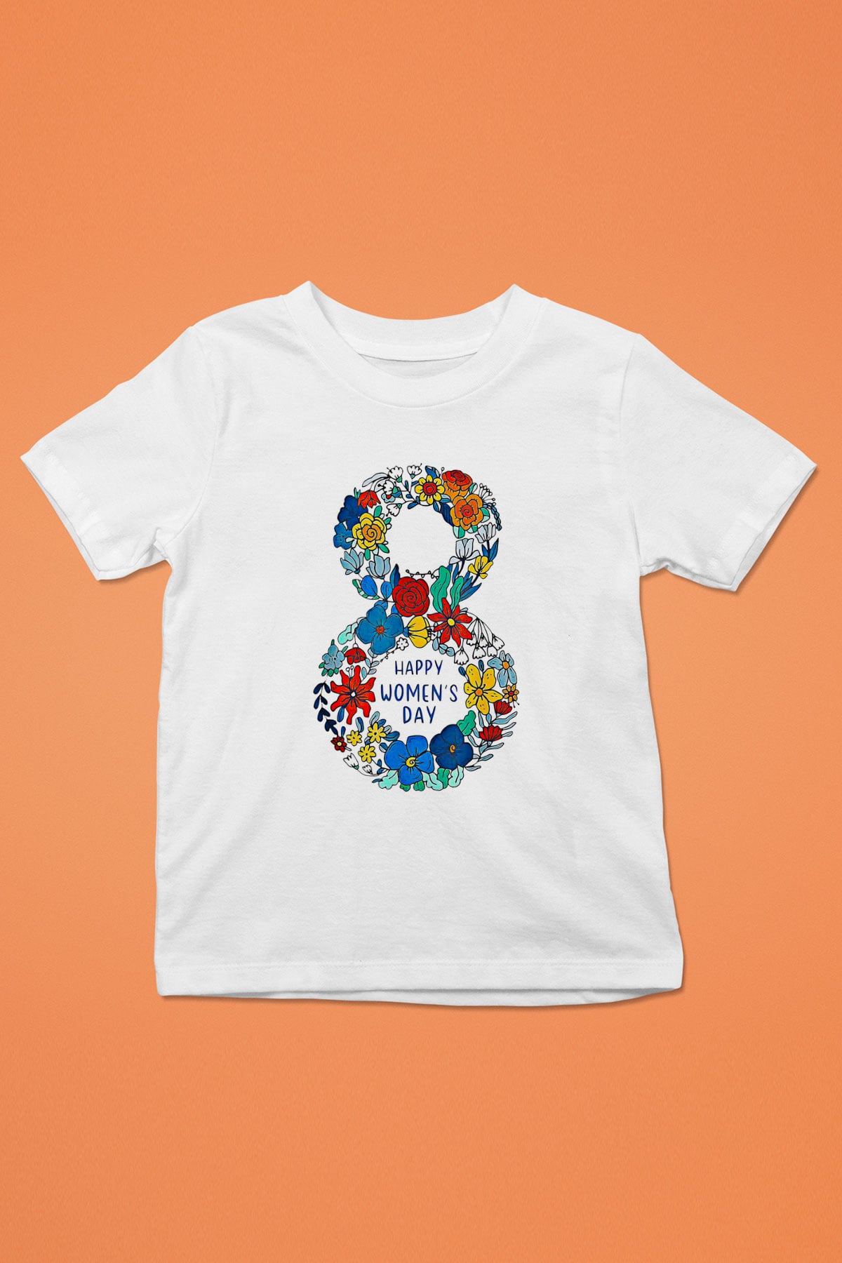 Kadınlar Günü Baskılı Beyaz Unisex Beyaz Çocuk Tişört - Tshirt