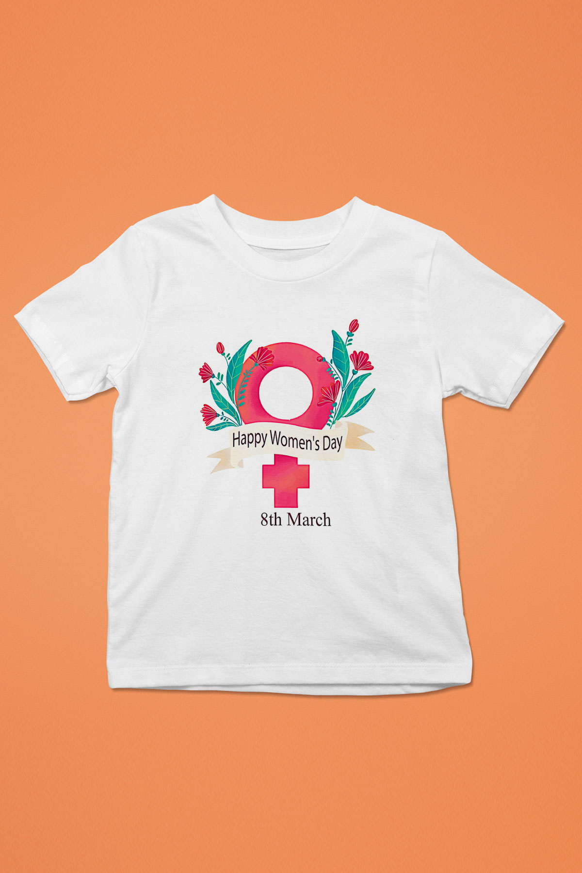 Kadınlar Günü Baskılı Beyaz Unisex Beyaz Çocuk Tişört - Tshirt