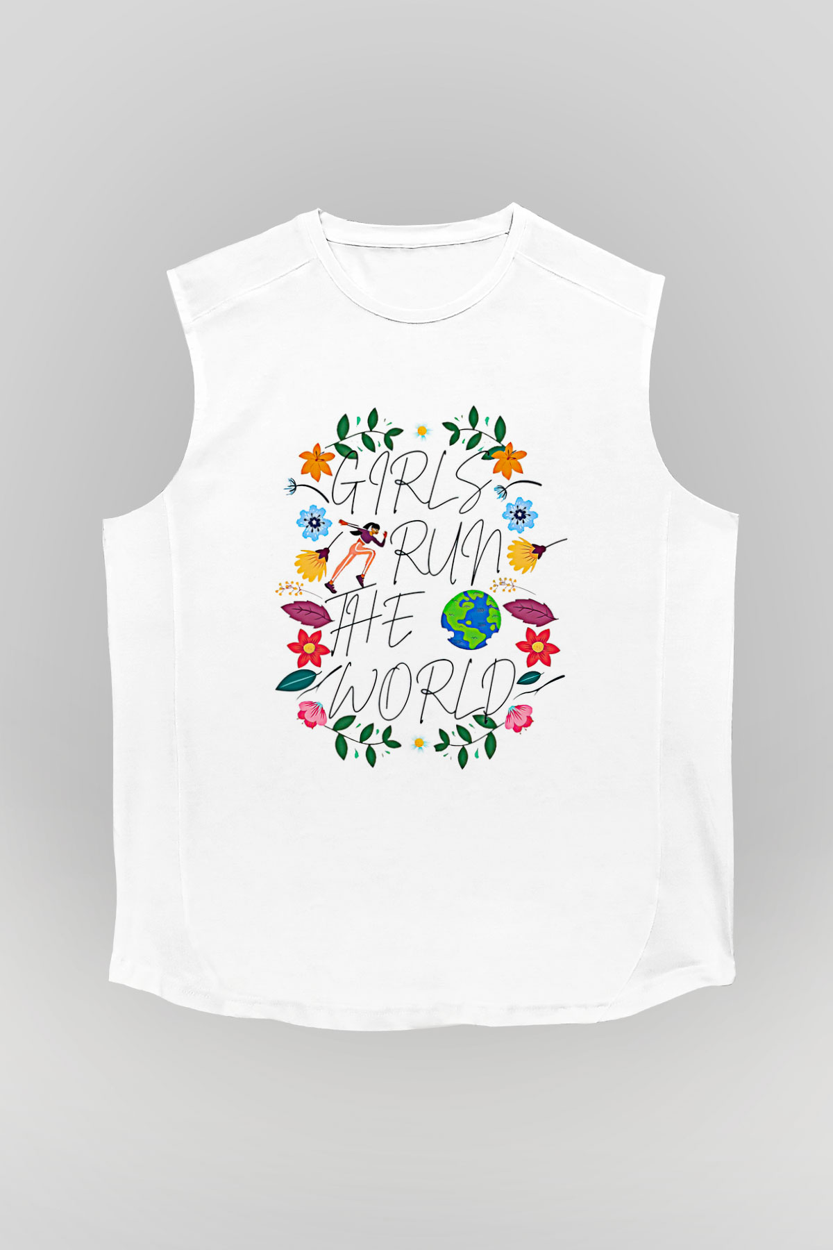 Kadınlar Günü Baskılı Beyaz Unisex Kolsuz Tişört - Tshirt