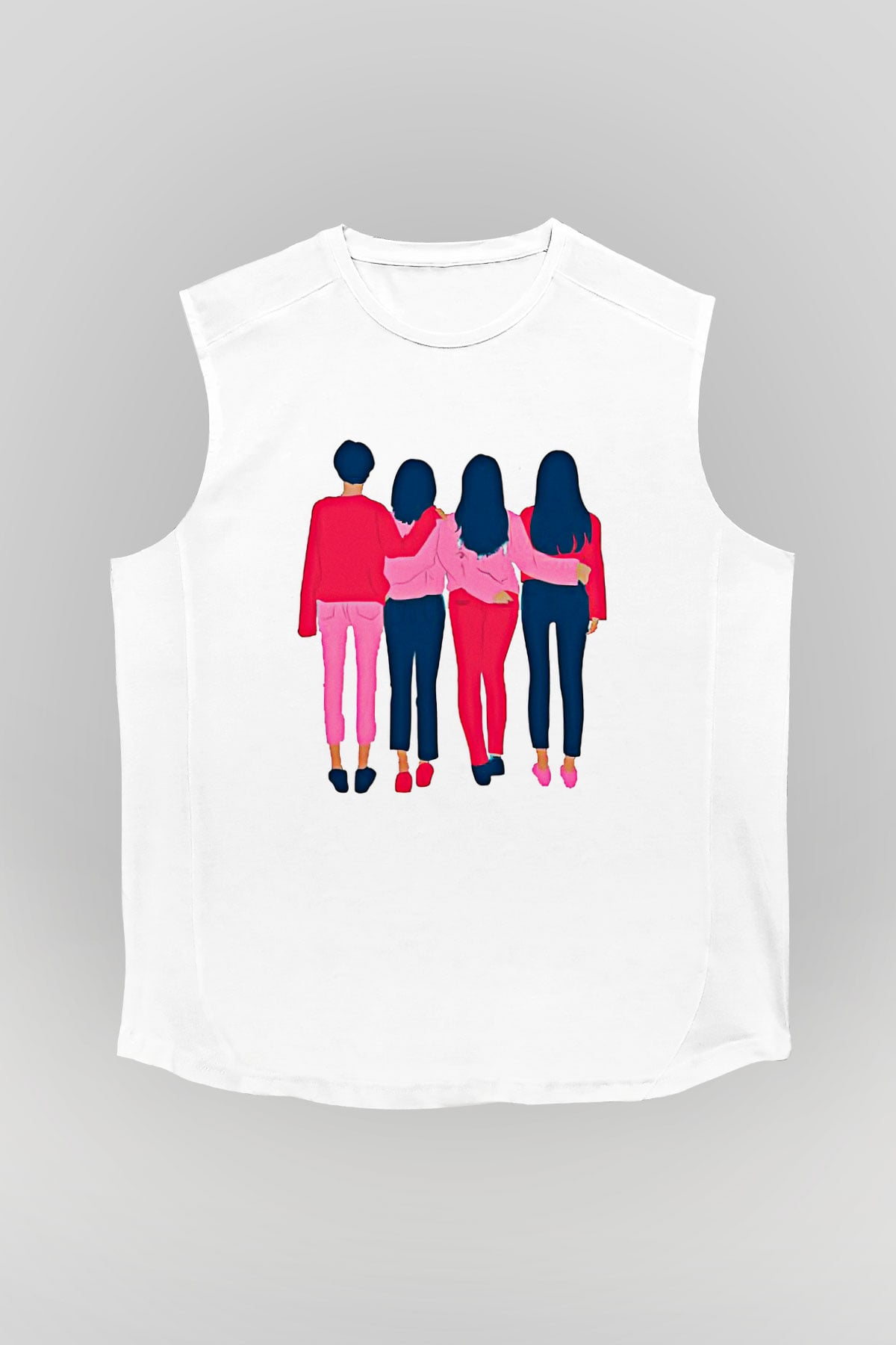 Kadınlar Günü Baskılı Beyaz Unisex Kolsuz Tişört - Tshirt
