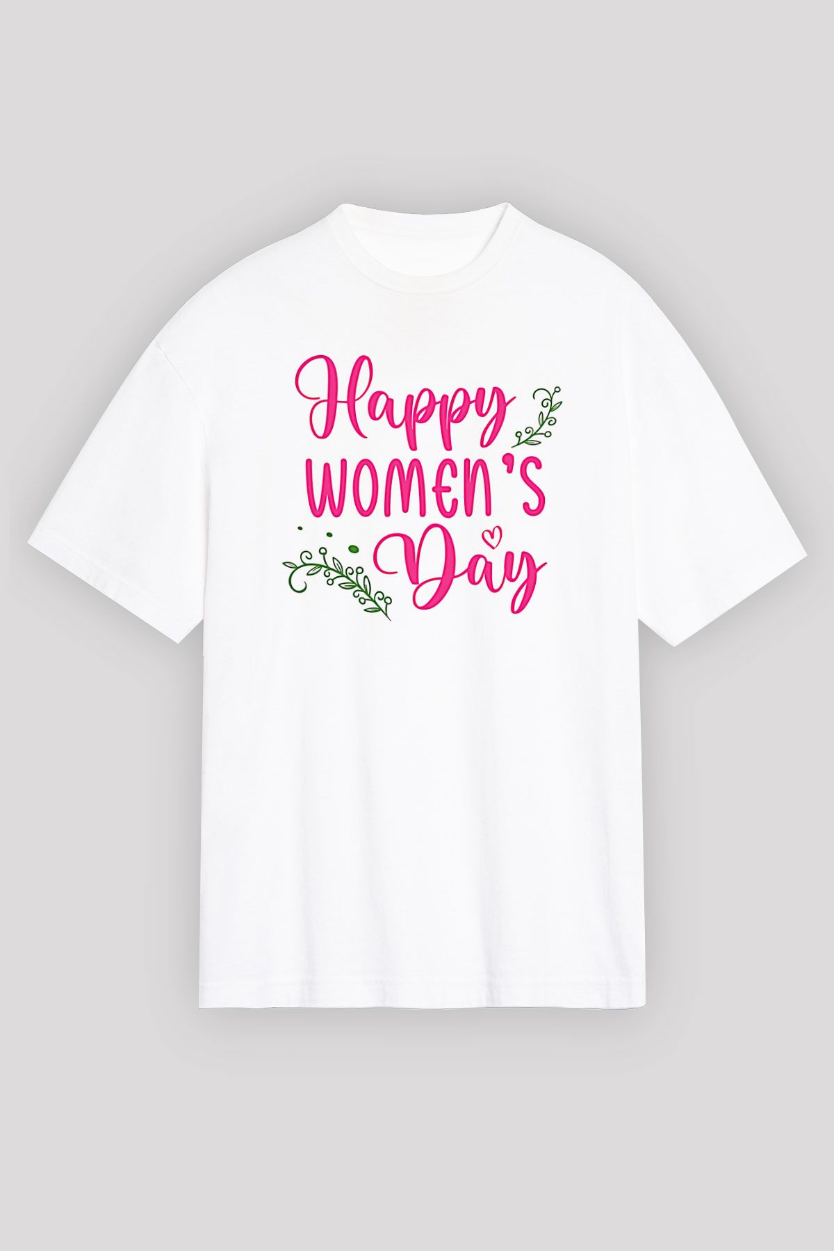 Kadınlar Günü Baskılı Beyaz Unisex Oversize Tişört - Tshirt
