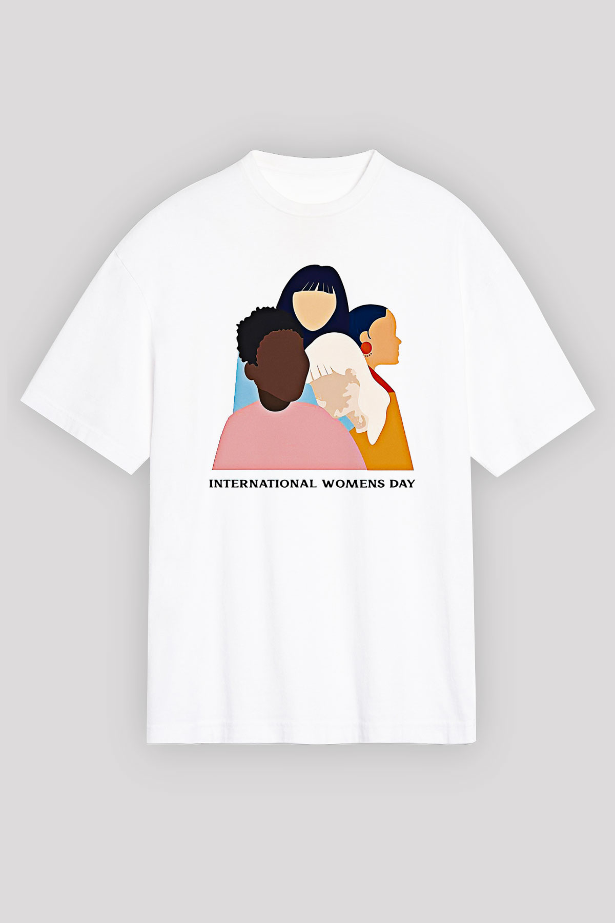 Kadınlar Günü Baskılı Beyaz Unisex Oversize Tişört - Tshirt