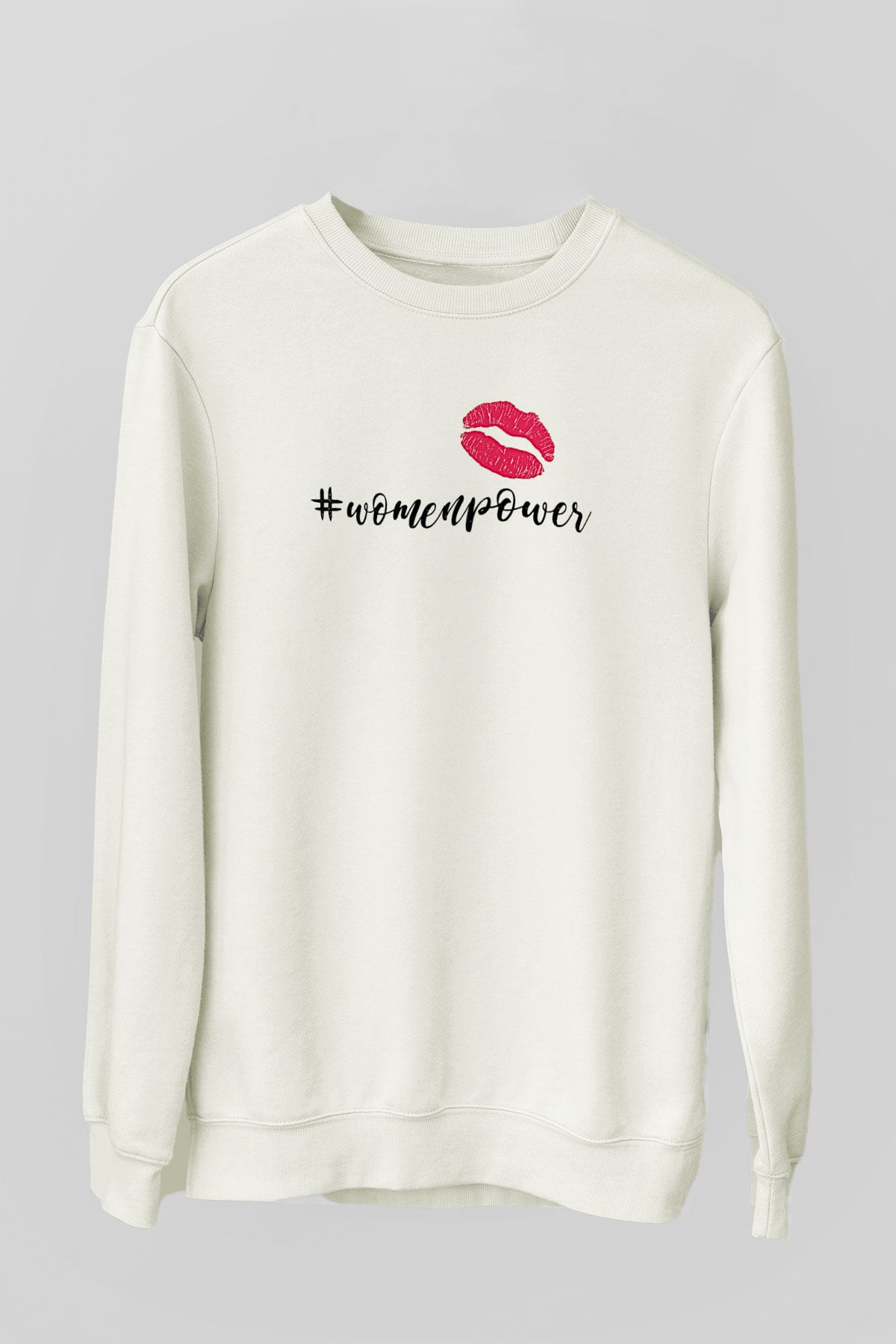 Kadınlar Günü Baskılı Beyaz Unisex Sweatshirt
